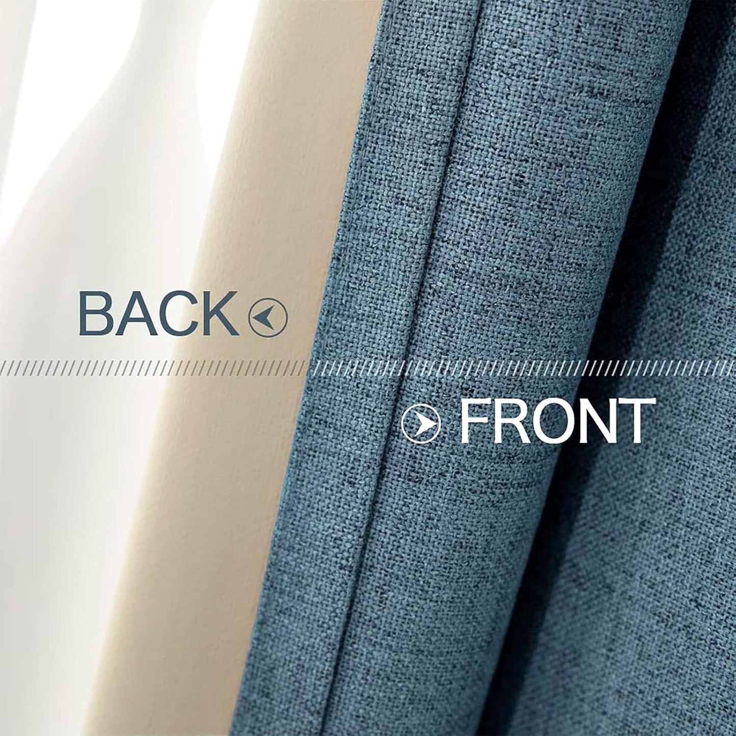 MIULEE Linen Blackout Curtains and Drapes 100% Room Darken Thermal Insulated Grommet Window Panels with Coating 2 PCs W 42 x L 84 inches Dusty Blue