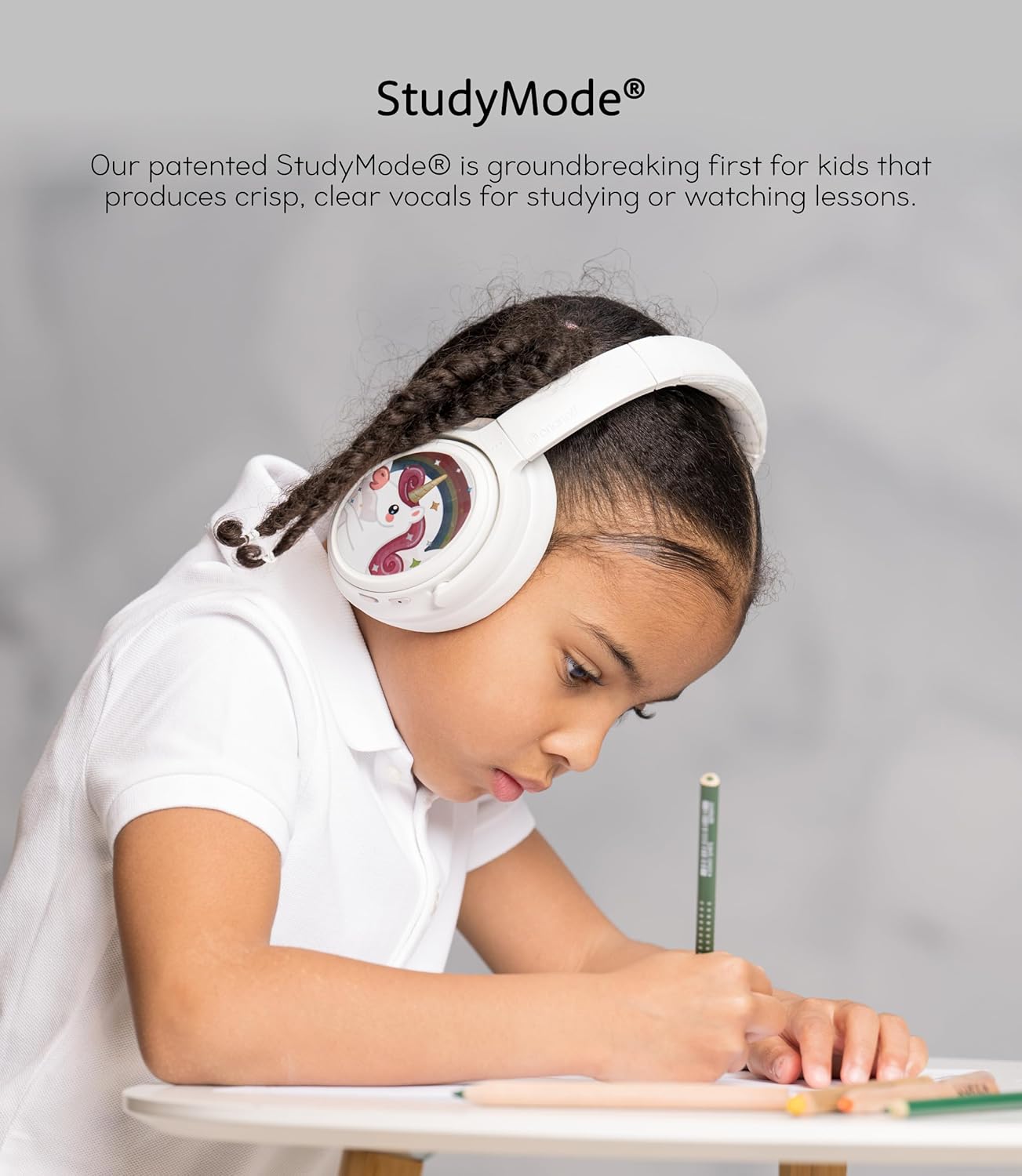 BuddyPhones Cosmos Fun | Wired or Wireless Foldable ANC Bluetooth Headphones + Microphone - SafeAudio Volume-Limiting Options, for Toddlers to Young Adults (Pink)