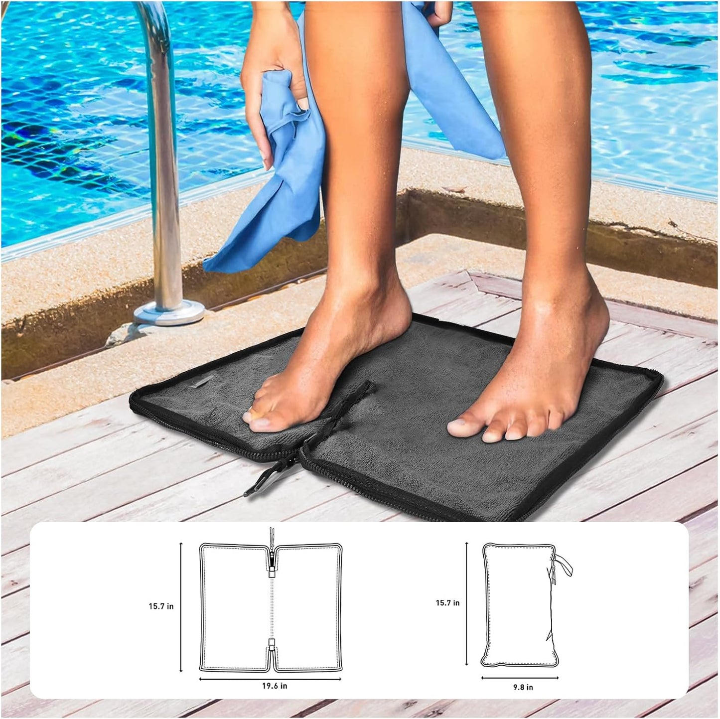 Wet Bag, Wet Dry Bag, Wet bag for swimsuit,Travel, Beach, Pool, Diapers, Dirty Yoga Gym Clothes, Waterproof Embedded Towel Wet Bag(Fleece)-Leakproof Wet Clothes Bag, Beach Travel Essentials