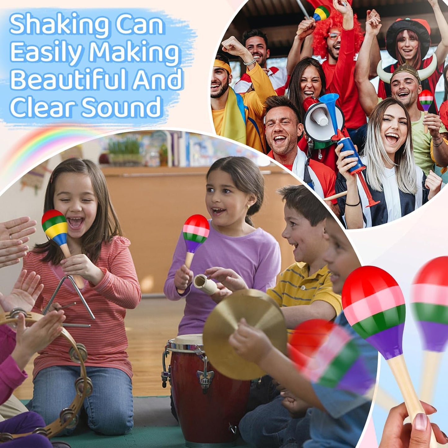 24 Pcs Maracas Hand Percussion Rattles 7.87 Inch Wooden Rumba Shaker Maracas for Adults Kids Maracas Musical Instrument Mexican Fiesta Wood Maracas(Mexican Color & Coloful)