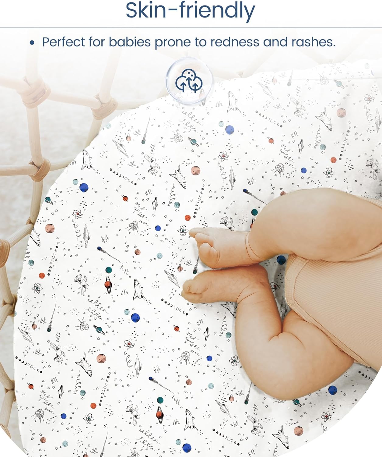 Pack and Play Sheets Fitted, Ultra Soft Mini Crib Sheets Boy, Neutral Pack N Play Mattress Sheets Hypoallergenic and Soothing, Premium Jersey Playard Sheets, Galaxy Space, 2 Pack