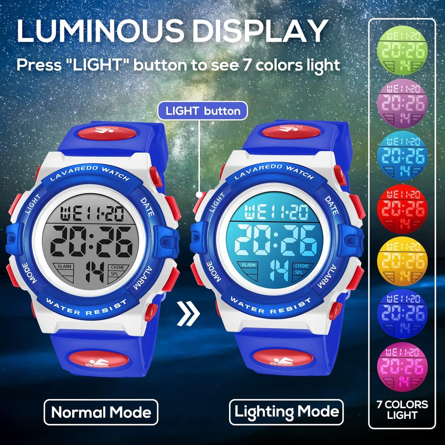 Kids Watch,Boys Watch for 3-15 Year Old Boys,Digital Sport Outdoor Multifunctional Chronograph LED 50 M Waterproof Alarm Calendar Analog Watch for Children with Silicone Band,Kids Gift
