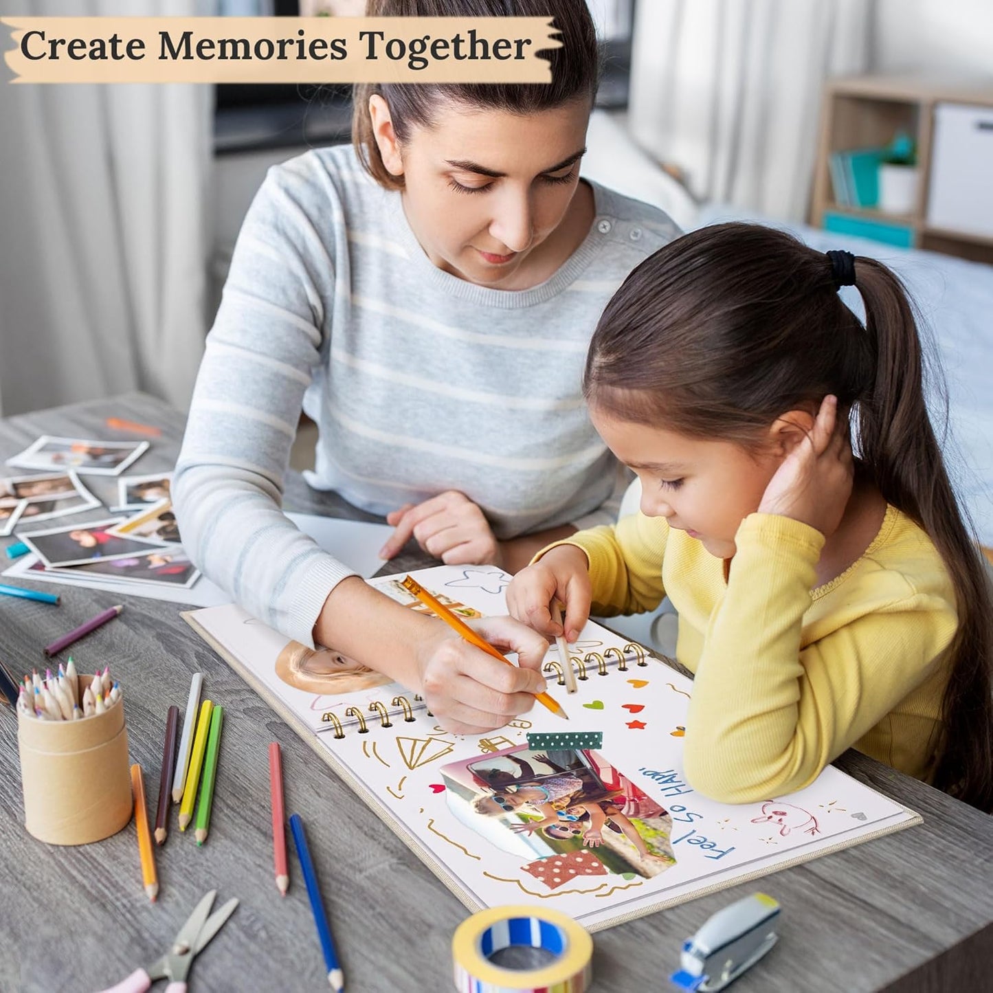 Scrapbook Photo Album Linen Cover, 10 x 10 Inch Hardcover Kraft White Pages Memory Book, for Travel Wedding Guest Book Christmas Baby Shower (40 Sheets/ 80 Pages,Grassgreen)