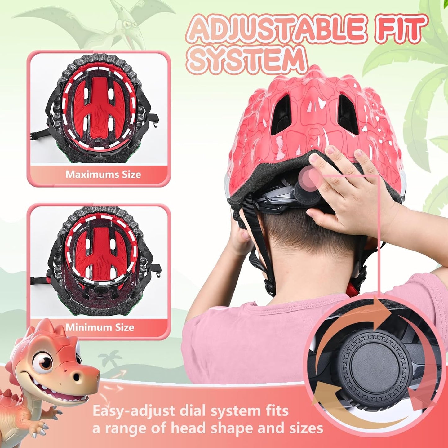 Toddler/Kids Bike Helmet Set for Boys Girls 3D Adjustable Kids Helmet Protective Gear Set Knee Elbow Wrist Pads and Multi-Sports Skateboard Scooter Cycling Roller Balance Bike