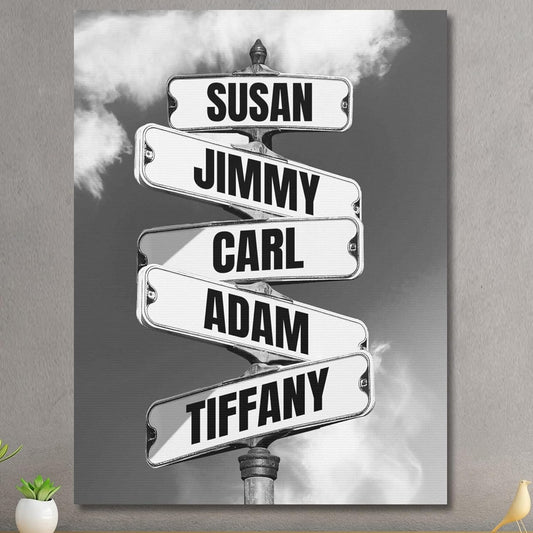 Personalized Father's Day Family Names Street Custom Multi-Name Date of Birth Vintage Street Sign Happy Fathers Day Poster Canvas Wall Art Best Gifts for Dad Husband from Daughter Son Wife Kids #4