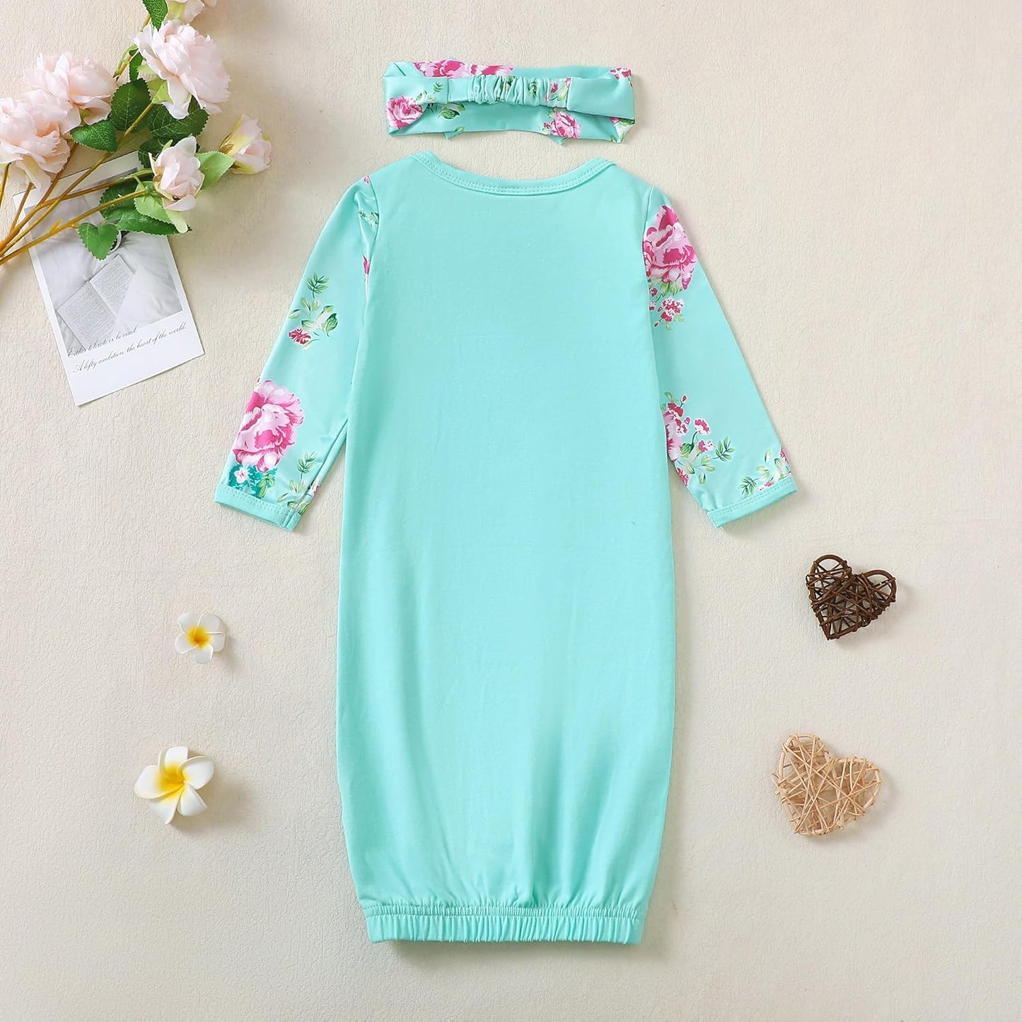 AMAWMW Newborn Baby Girl Little Sister Sleeper Gown Stripe Long Sleeve Nightgown Pajamas Gifts Stuff Essential Outfit