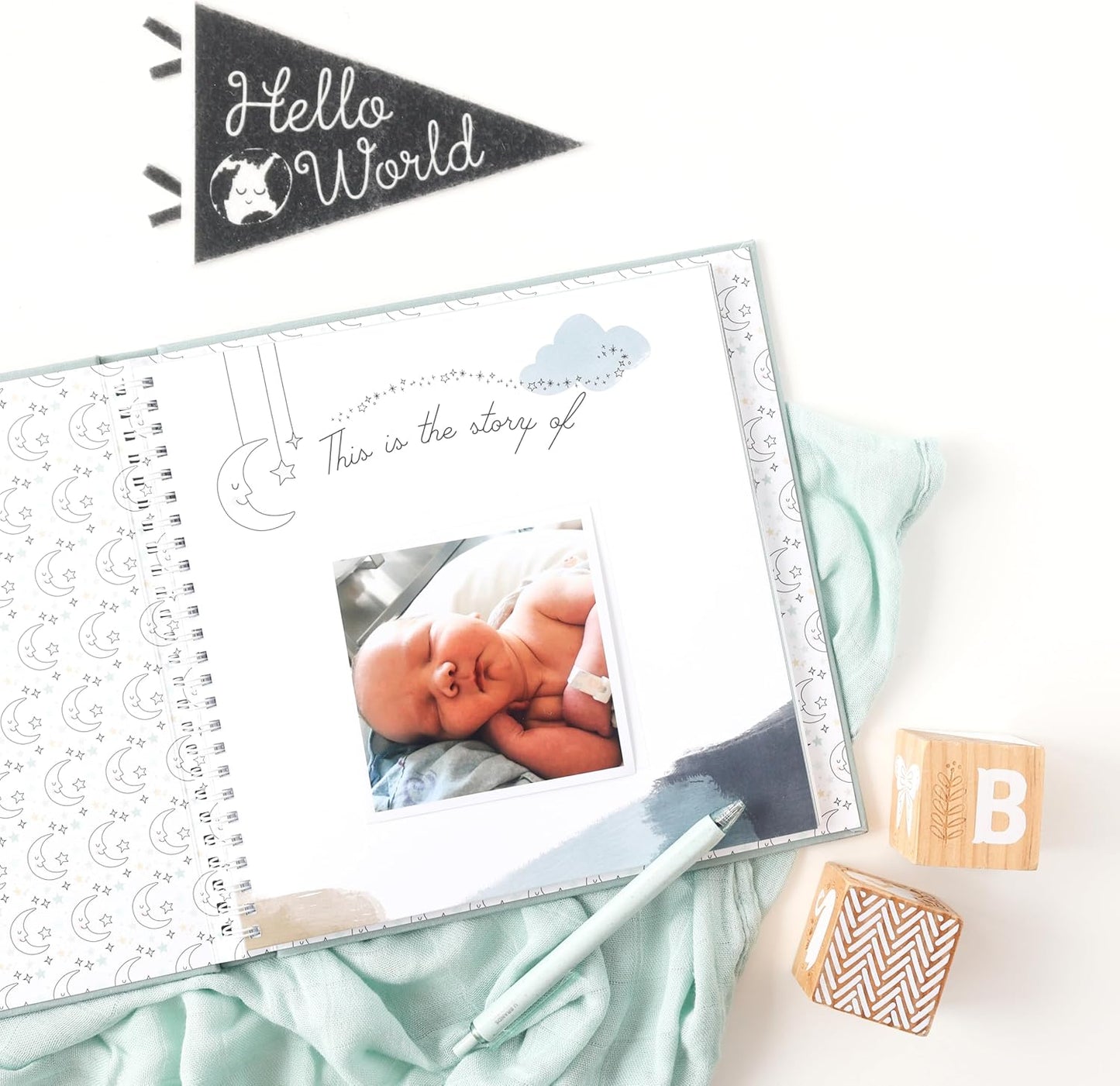 Lucy Darling Baby Memory Book – Celestial Skies | Luxury Baby First Year Book & Photo Album | Gender Neutral Keepsake Journal for Milestones, Memories & Photos | Thoughtful Pregnancy Gift