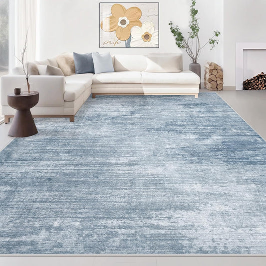 Area Rugs 8x10 Living Room: Washable Rug Modern Abstract Large Rugs Soft Non Slip Neutral Rug Stain Resistant Indoor Carpet for Bedroom Kitchen Dining Room Table Nursery Home Office Rugs(Blue,8'x10')