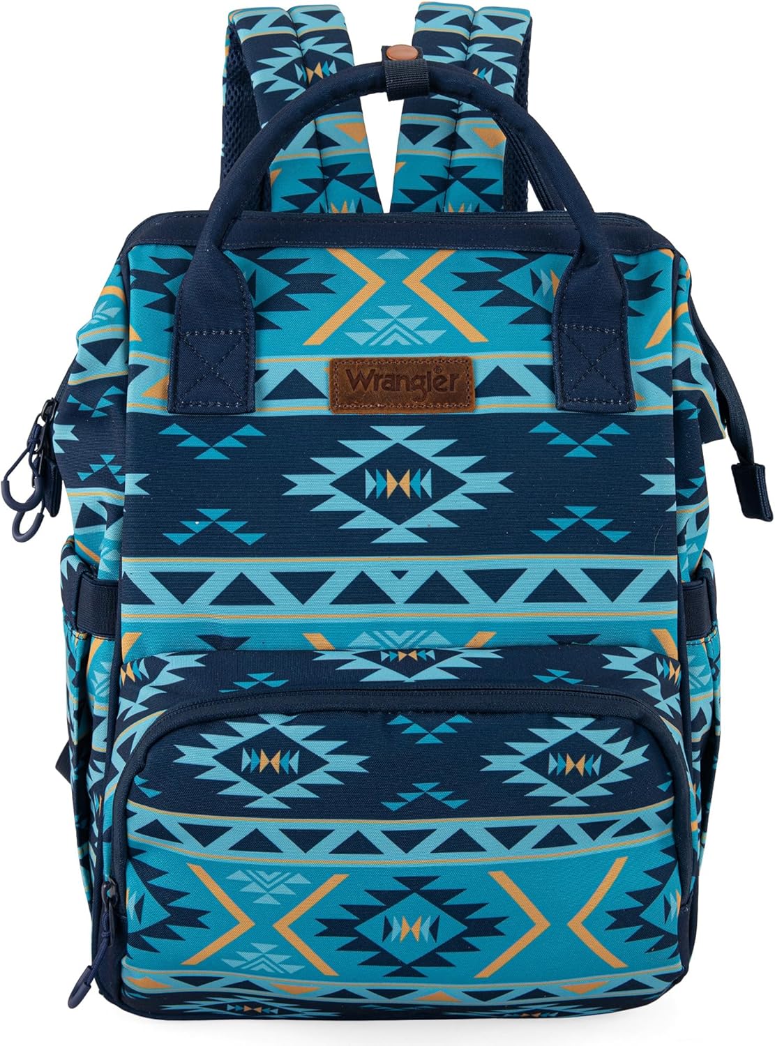 Wrangler Diaper Bag Backpack Aztec Travel Backpack Purses Western Multi-Function Baby Bags for Mom with Waterproof Insulated Pockets