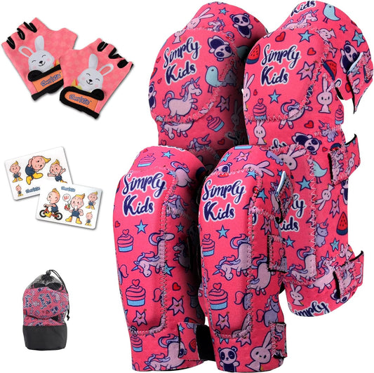 Soft-Style Kids Knee and Elbow Pads with Bike Gloves, Flexible Impact-Resistant Gear for Ages 2-11, Designed for Balance Bikes, Roller-Skating, and Skateboarding
