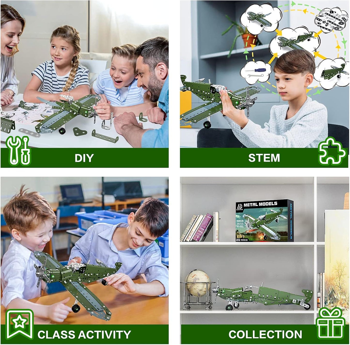 Lucky Doug Building Toys Model Airplane Set - DIY Building Stem Projects Toys for Kids Boys Ages 8-12, Assembly Science Toys for Model Fans