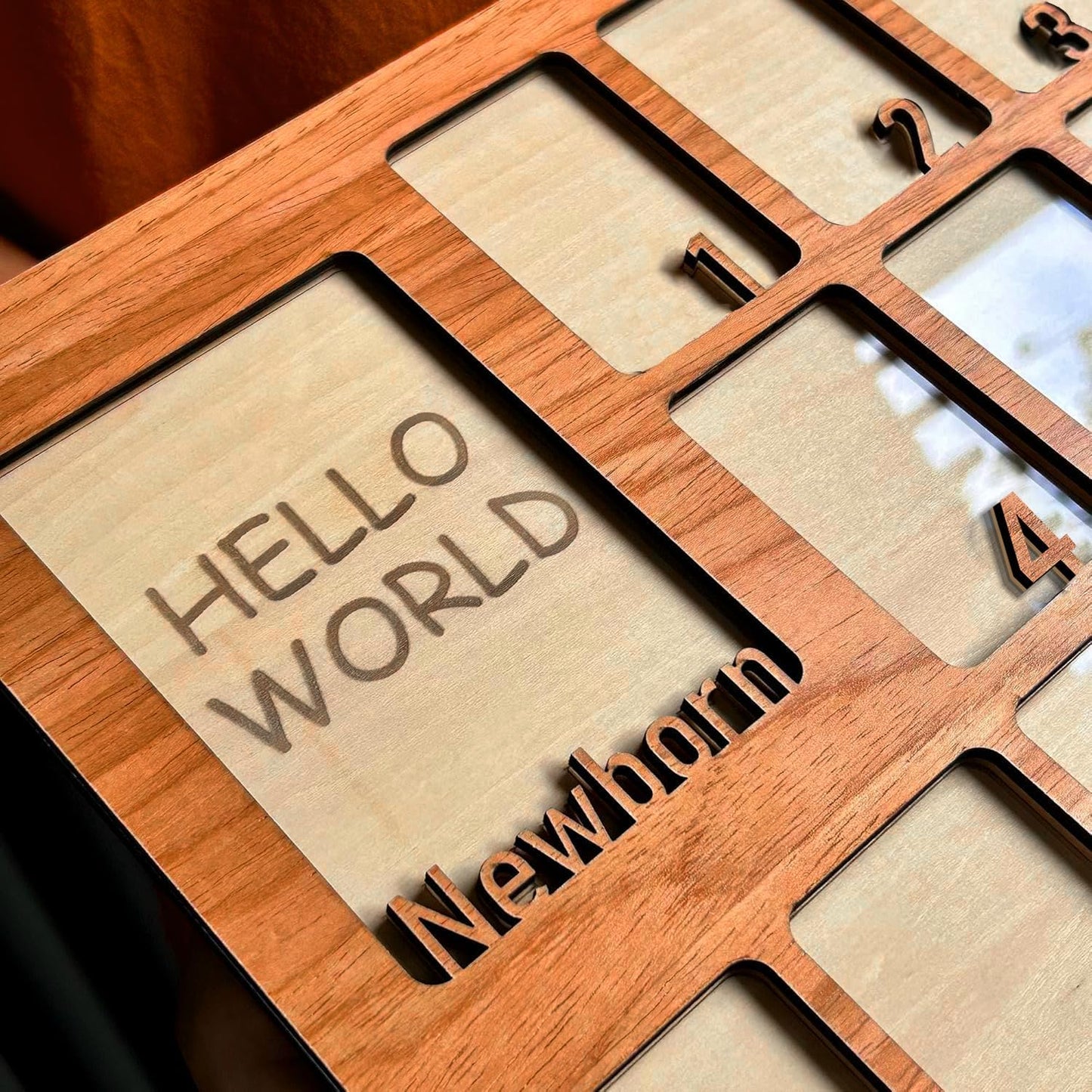 Personalized My First Year Photo Frame | 12 Months Picture Frame For Baby First Year | Displays Two 4x6 Photo and Twelve 2x3 Pictures | Birthday Party Decor Newborn Memory Keepsake, Style MP6