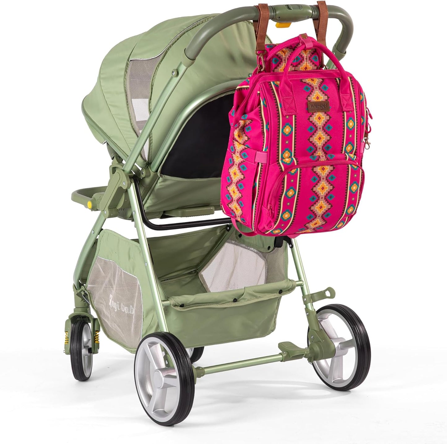 Wrangler Diaper Bag Backpack Aztec Travel Backpack Purses Western Multi-Function Baby Bags for Mom with Waterproof Insulated Pockets