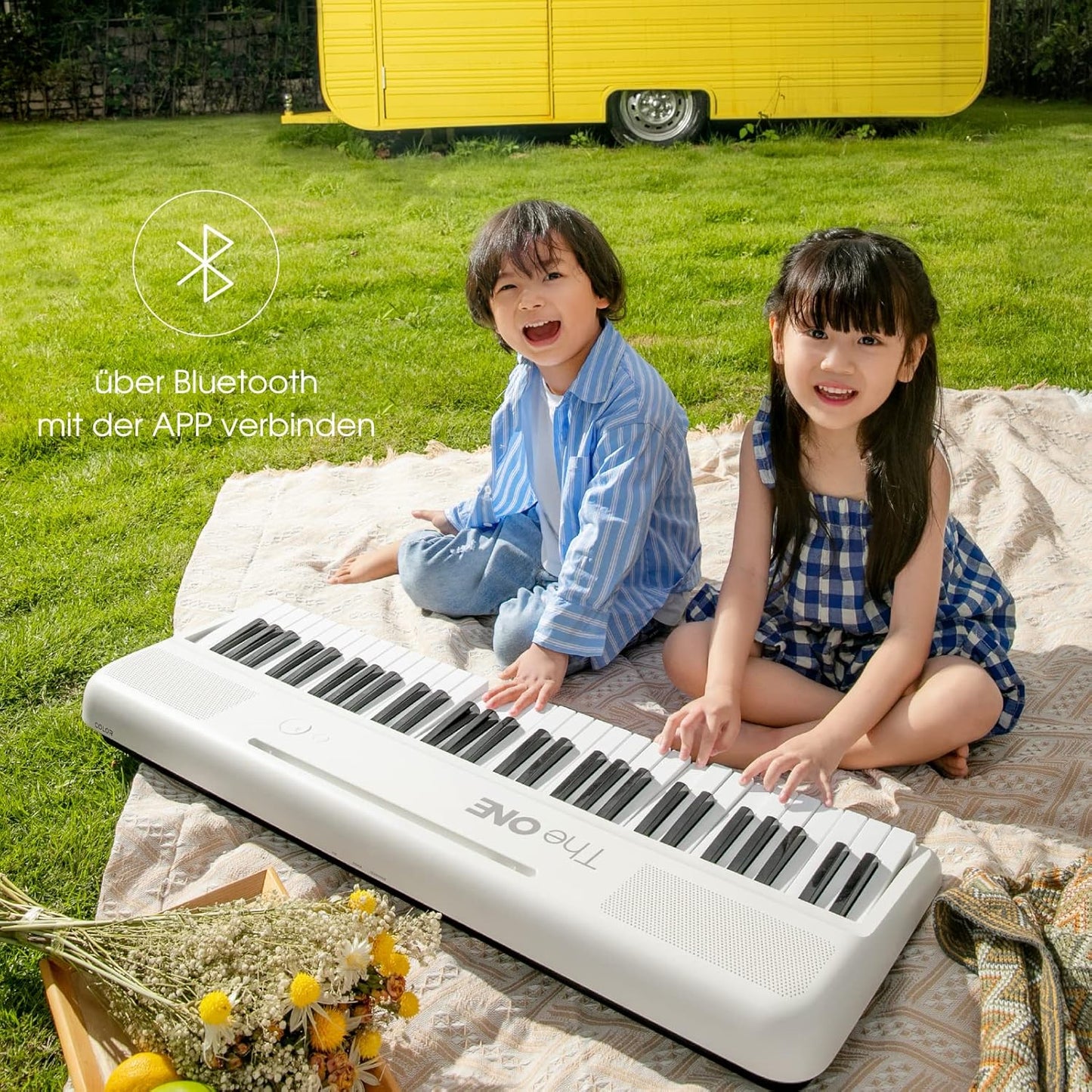 The ONE Smart Keyboard COLOR 61 Lighted Keys Piano Keyboard, Electric Piano for Beginners with 256 Tones, 64 Polyphony, Built-in LED Lights and Free Apps (Black)