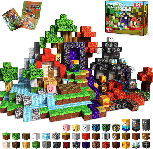 200 PCS 0.8in Magnetic Blocks - Magnet Toys for Kids, Magnetic Building Blocks Cubes, Stacking Magnets, School STEM Toys Birthday Gifts for Boys and Girls Age 3+ Years Old (Theme: Portal)