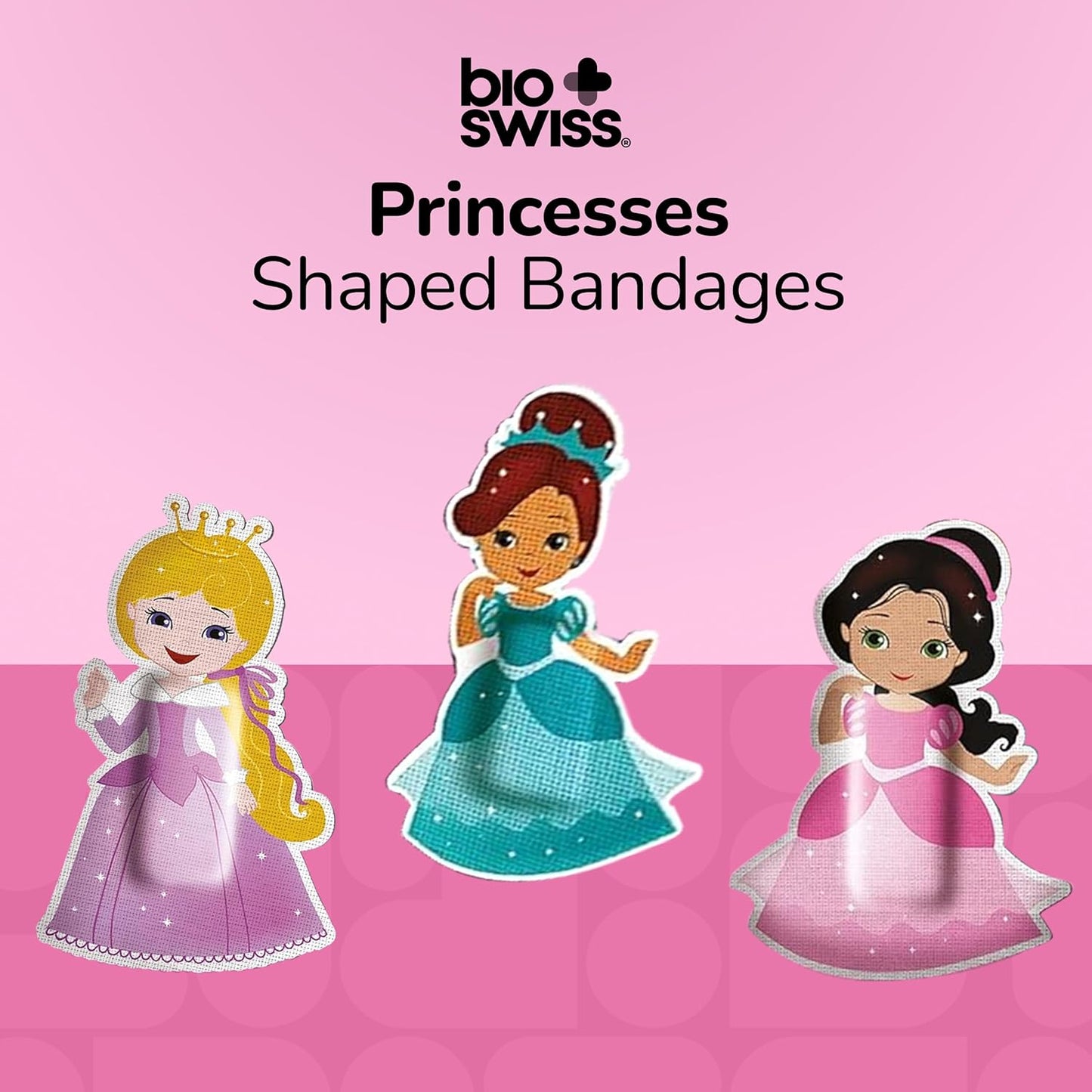 BioSwiss Bandages, Princess Shaped Self Adhesive Bandage, Latex Free Sterile Wound Care, Fun First Aid Kit Supplies for Kids, 50 Count