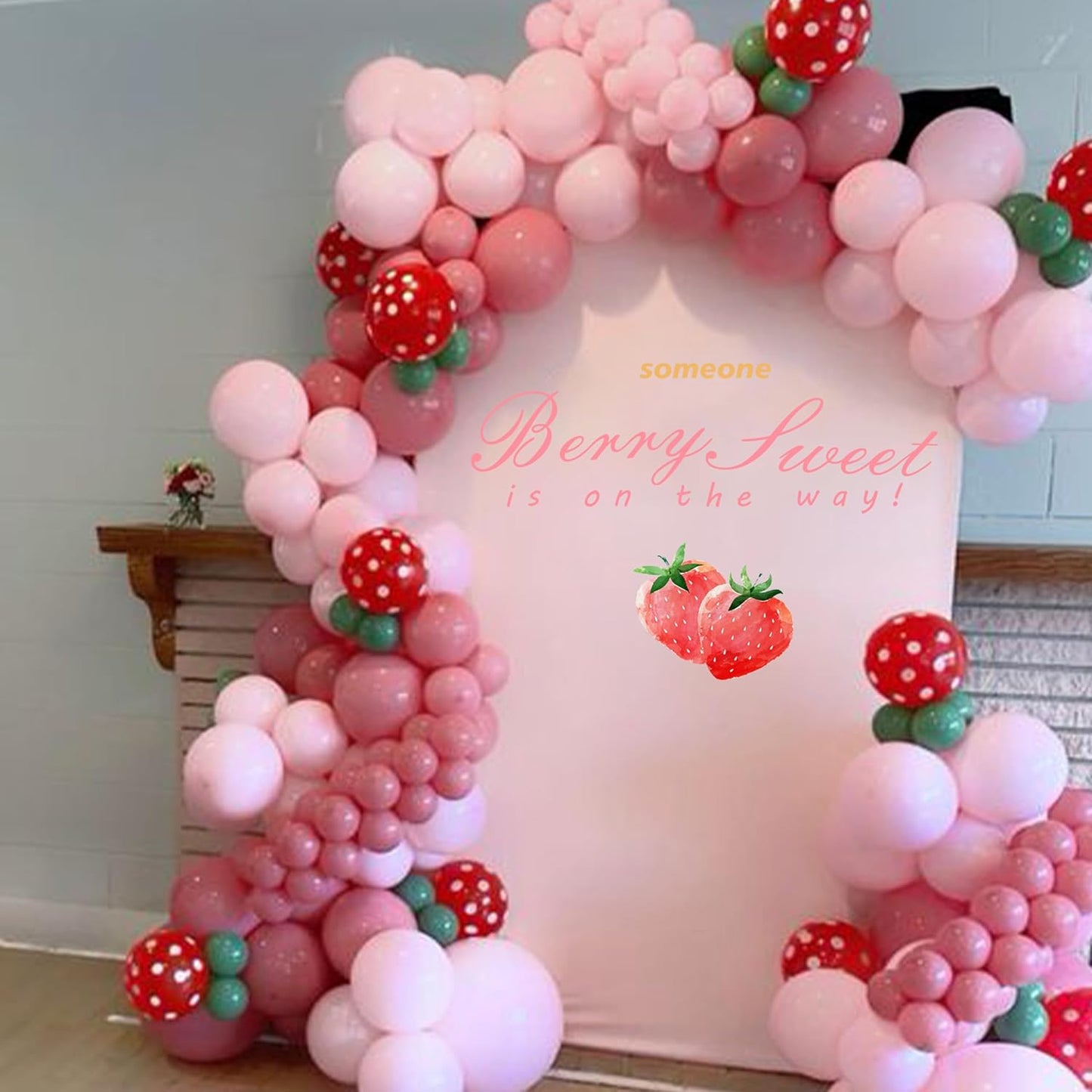 Someone Berry Sweet is On The Way Wall Decal - Baby Shower Party Decorations, Gender Reveal Party Supplies, Baby Shower Party Balloon Arch Strawberry Sign Decal (Berry Decal)