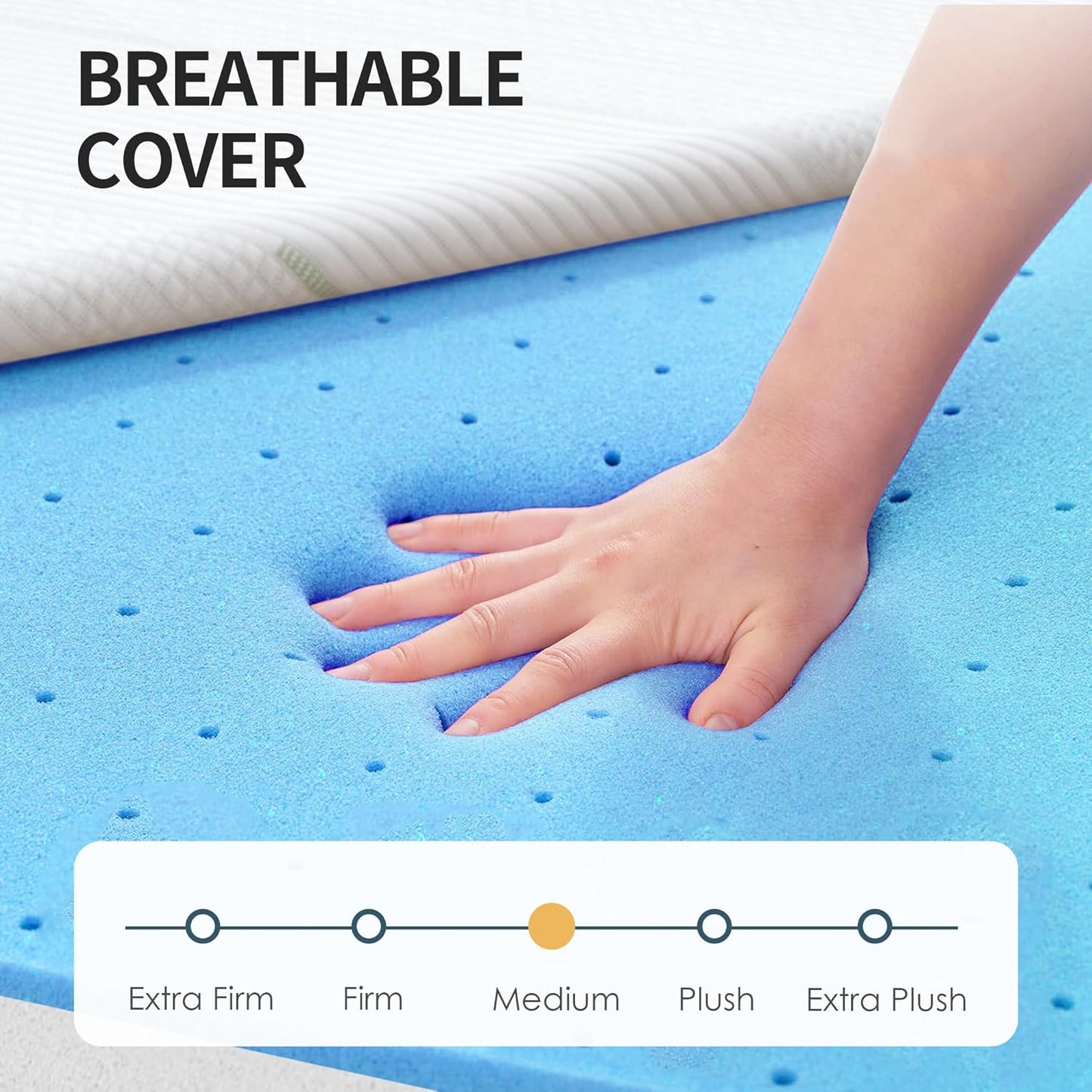 4 Inch Gel Memory Foam Sofa Mattress Cushion Full Size - Ultra Soft Removable Cover, Non-Slip Bottom, Supportive Seat Pad for Living Room, Bed, Dorm