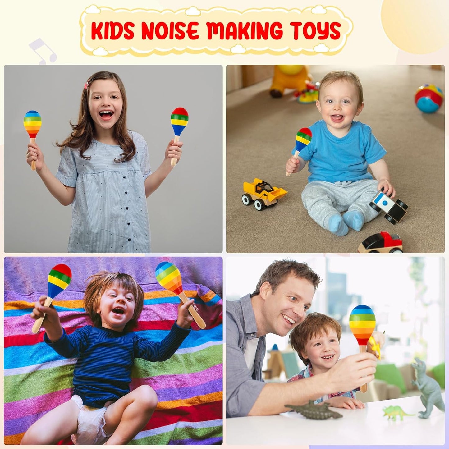 24 Pcs Maracas Hand Percussion Rattles 7.87 Inch Wooden Rumba Shaker Maracas for Adults Kids Maracas Musical Instrument Mexican Fiesta Wood Maracas(Mexican Color & Rainbow)