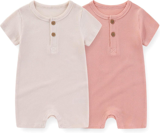 Unisex Short Sleeve Baby Romper 2 Pack Cotton Solid infant Boy Girl Jumpsuits Soft New Born Clothes