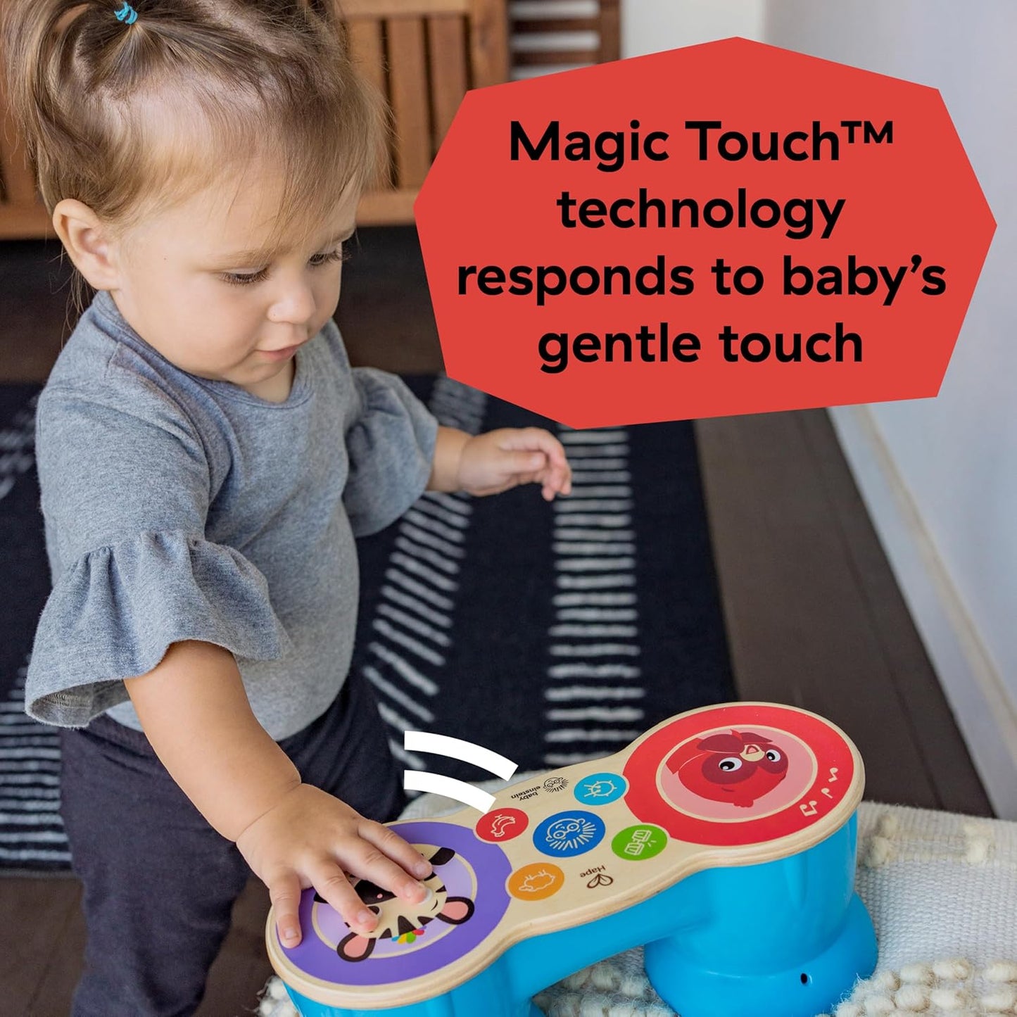 Baby Einstein Upbeat Tunes Magic Touch Wooden Drum Musical Toy Ages 6 Months +