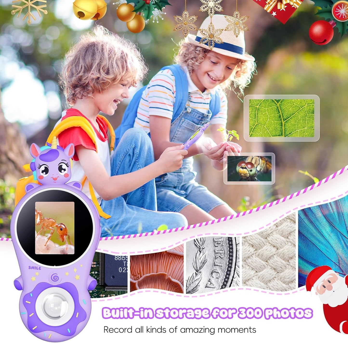 Kids Magnifying Glass with 8 Lights,Handheld Microscope for Stem Toys, Edu Gift Age 4-6 8-12 Children Students