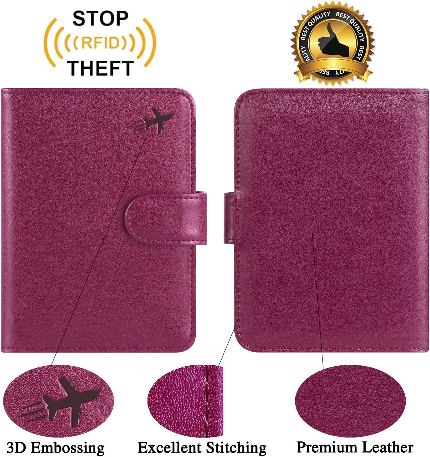 Passport Holder Cover Wallet RFID Blocking Leather Card Case Travel Accessories for Women Men (Z #Purple)