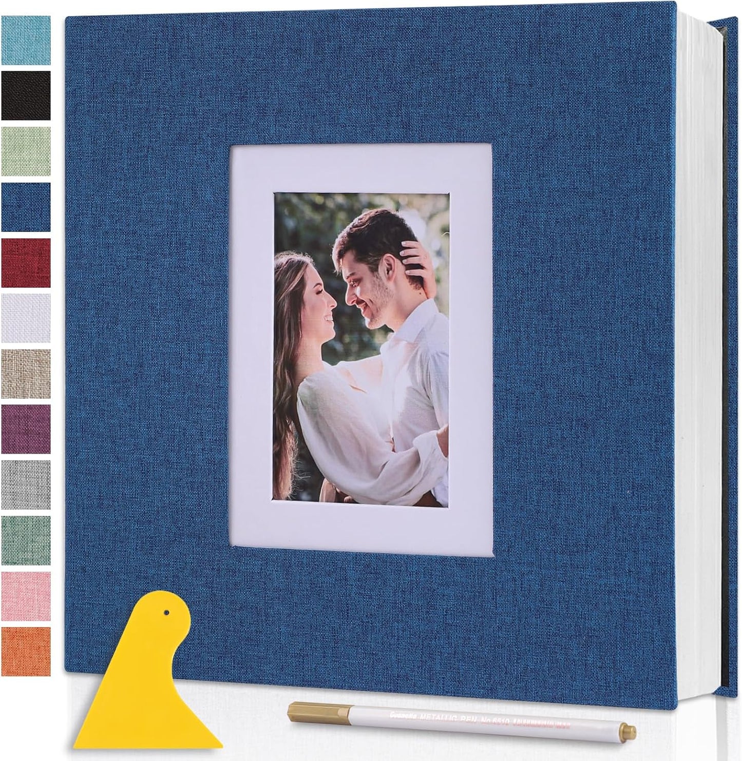 Photo Album Self Adhesive Pages Scrapbook Large Magnetic Photo Albums with Sticky Pages Scrapbooks for Wedding Baby for 4x6 5x7 8x10 Picture Photo Books 11x10.6 Blue 40 Pages