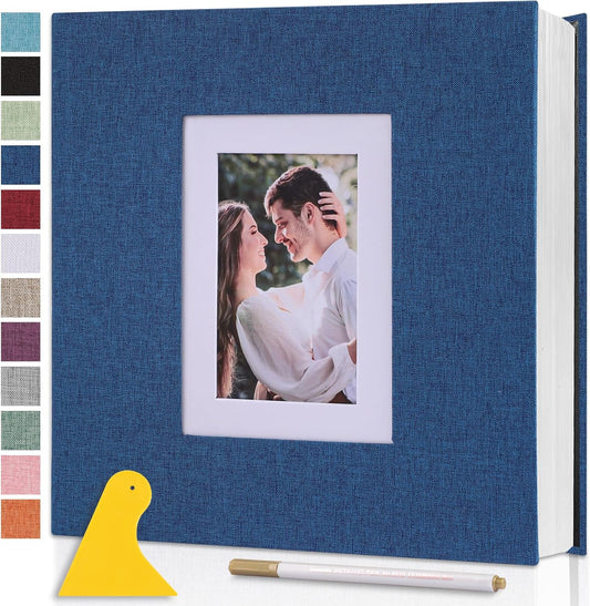Photo Album Self Adhesive Pages Scrapbook Large Magnetic Photo Albums with Sticky Pages Scrapbooks for Wedding Baby for 4x6 5x7 8x10 Picture Photo Books 11x10.6 Blue 40 Pages