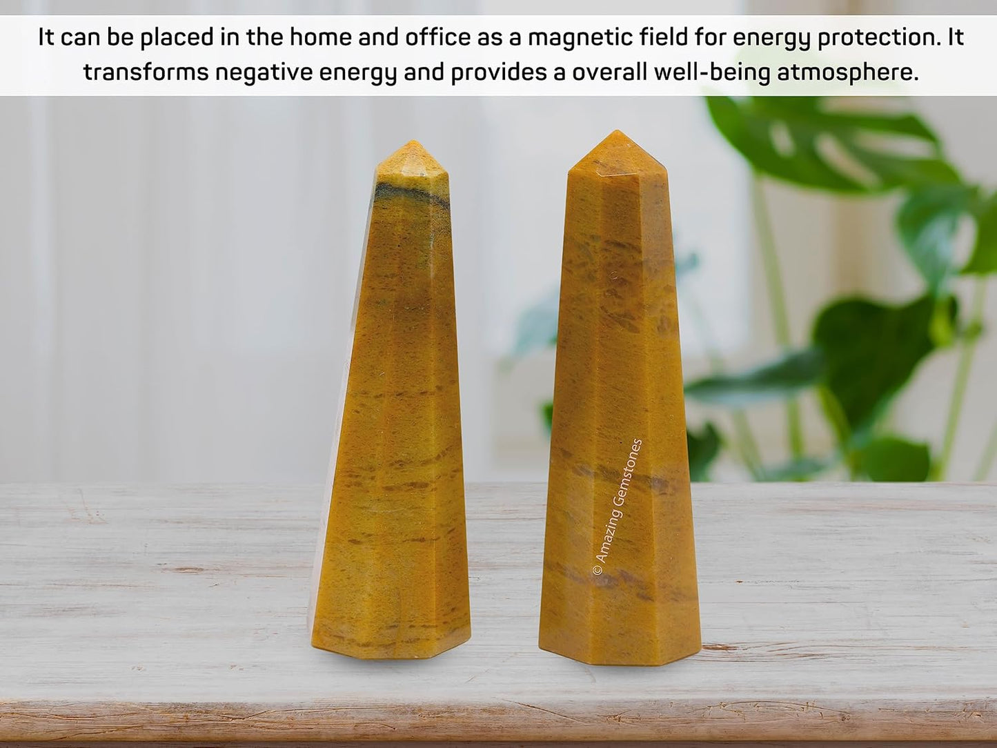 Amazing Gemstone Yellow Jasper Crystal Towers - Natural Healing Crystal Point Obelisk for Reiki Healing and Crystal Grid (3 Inch)