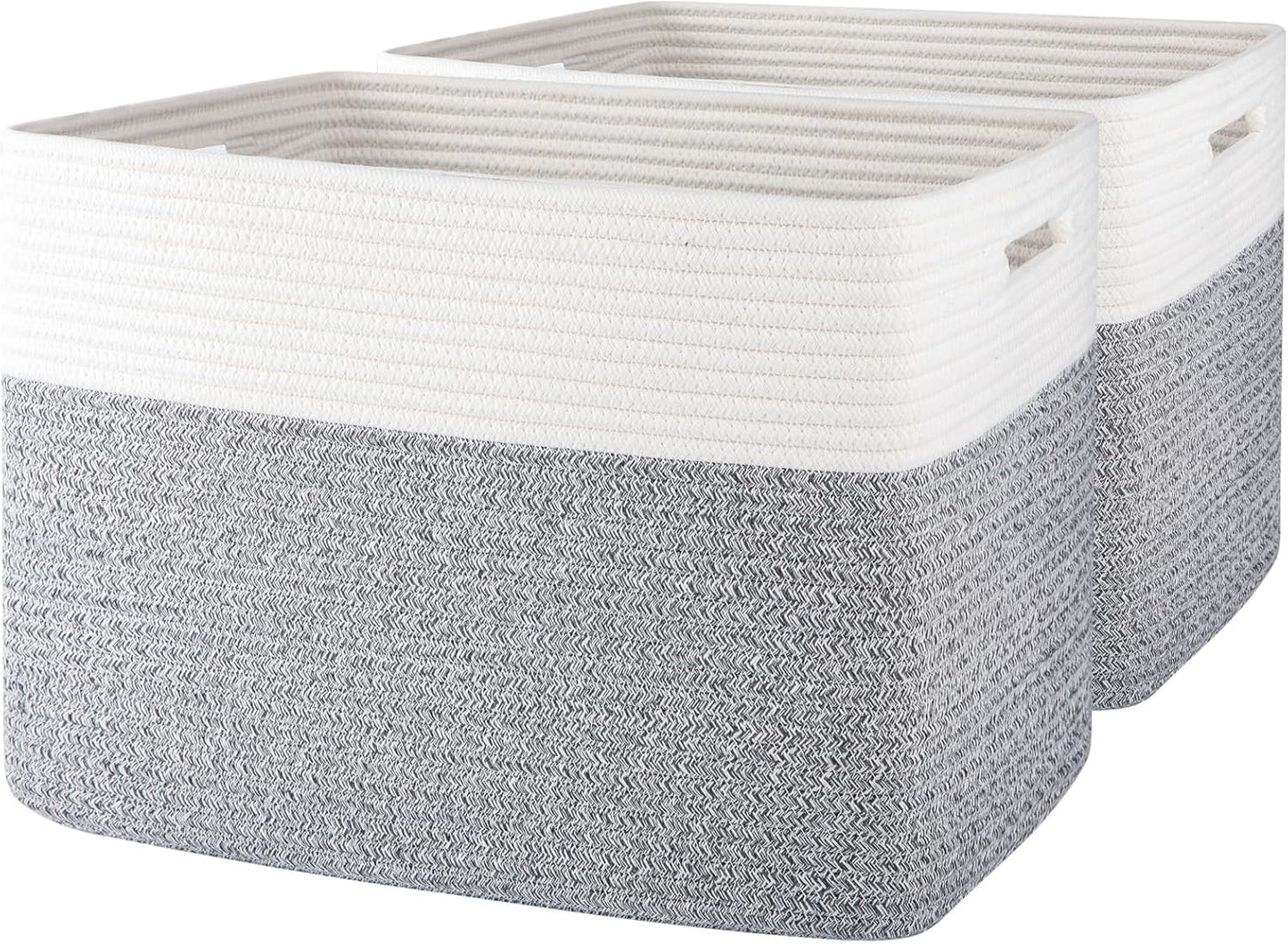 OIAHOMY Storage baskets for Shelf, Toy Storage Basket, Collapsible Storage Bins, Blanket Basket Living Room, Closet Storage for Bedroom, 16.5 x 13 x 12 Inches-Pack of 2-Brown