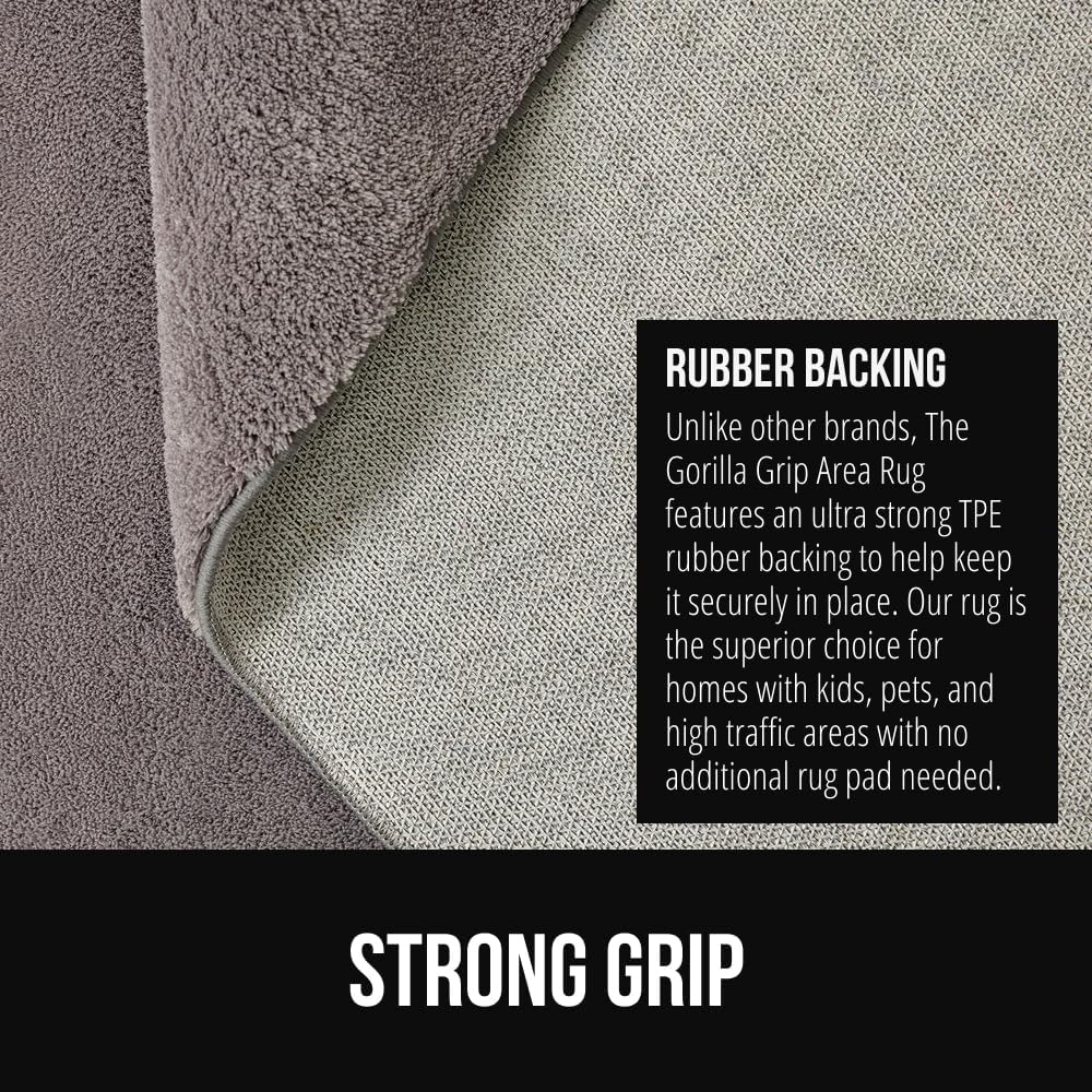 GORILLA GRIP Ultra Soft Washable Area Rug, Stain and Slip Resistant Plush Thick Carpet for Bedroom Living Room, No Shed Floor Rugs, Pet Friendly, Dorm Essentials, Kids Nursery Home Decor, 2x3, Gray