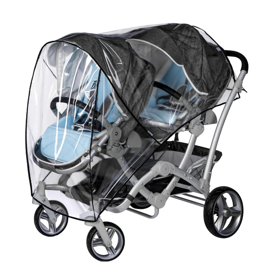 bemece Double Stroller Rain Cover, Weather Shield Double Stroller for Front and Rear Seats Twin Stroller, Baby Outdoor Activities Accessories, Protects Children from Rain, Snow, Wind