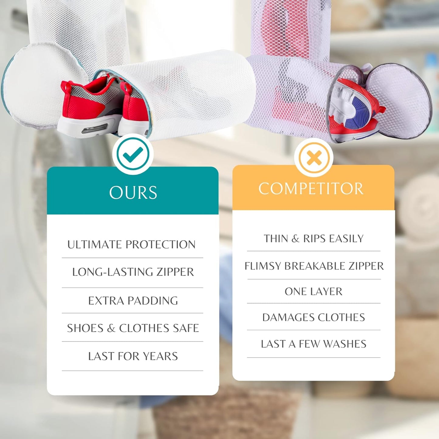 Premium Mesh Shoe Laundry Bags – Double-Layered Protection, Fits Up to Size 15, Durable Zipper, Travel-Friendly – 2 Pack