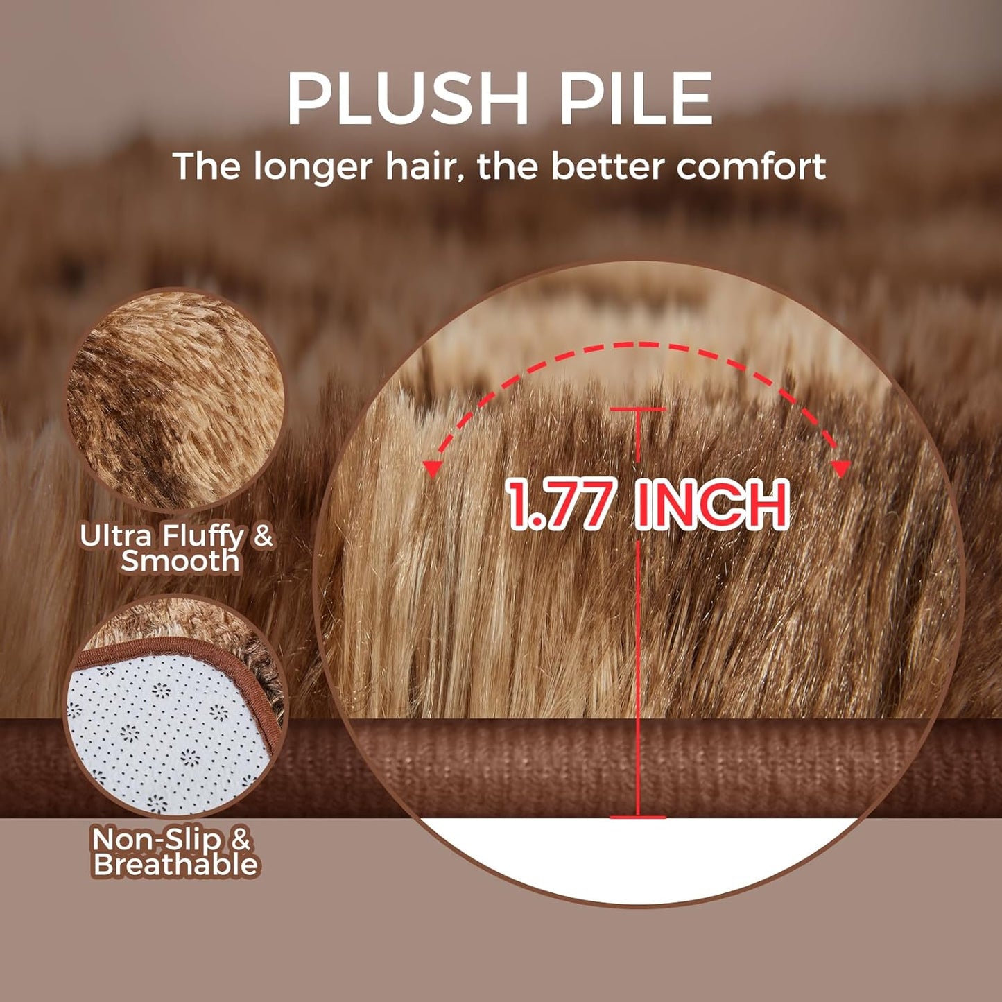 Ultra Soft Rug for Living Room, 8X10 Tie-Dyed Coffee Fluffy Shag Area Rug for Bedroom, Modern Shaggy Carpets Fuzzy Rug for Teens Dorm Nursery Home Decor Aesthetic, Upgrade Anti-Skid Durable