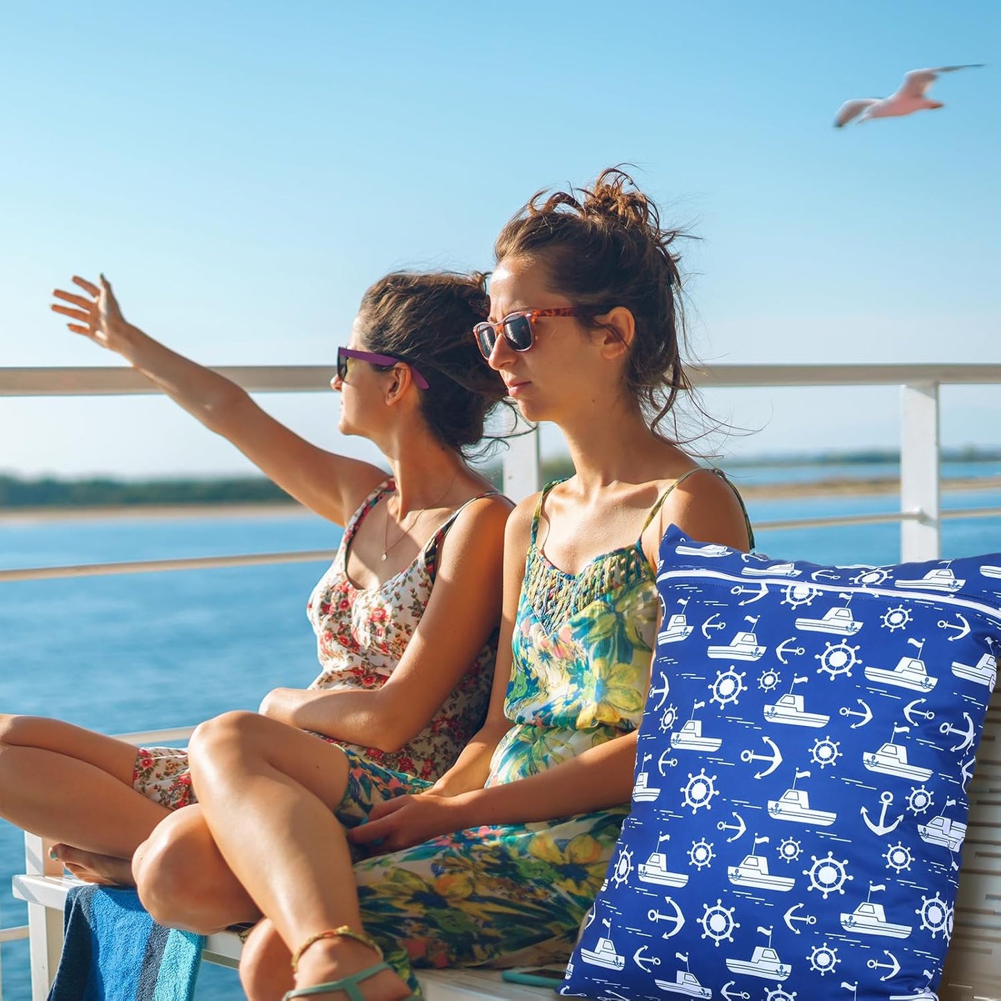 Shappy 2 Pcs Large Travel Laundry Bag Washable Waterproof Wet Dry Large Dirty Clothes Bag Bathing Workout(Navigation)