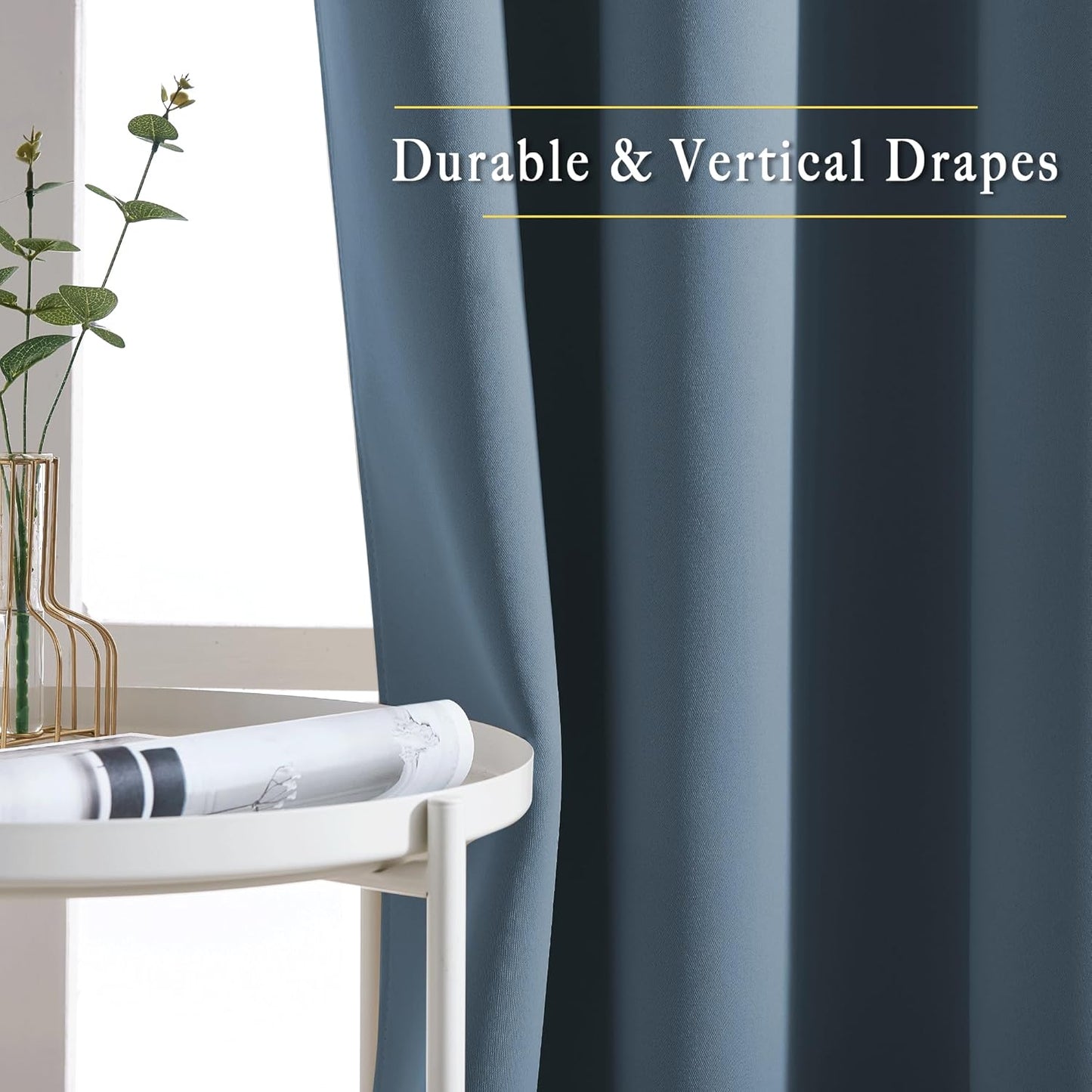 NICETOWN Room Darkening Curtains for Windows - Home Fashion Energy Saving Grommet Top Thermal Insulated Drapes for Bedroom/Patio Door (Smoky Blue, 1 Pair, 46 by 90 Inch)