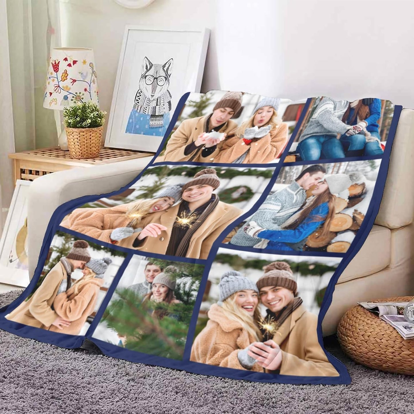 Ships Next Day, Couple Gifts Custom Blanket with Photos, Personalized Flannel Throw Blankets Gifts for Boyfriend Girlfriend Customized Blanket for Wife
