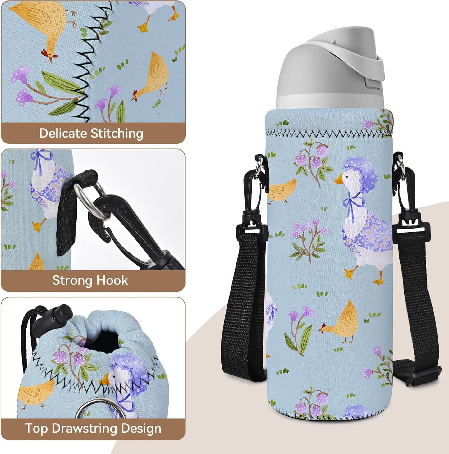 AUPET Water Bottle Bag Carrier,24oz/32oz Insulated Neoprene bottle Sling Holder Case Pouch Cover for 1000ML/750ML Bottles with Shoulder Strap for walking