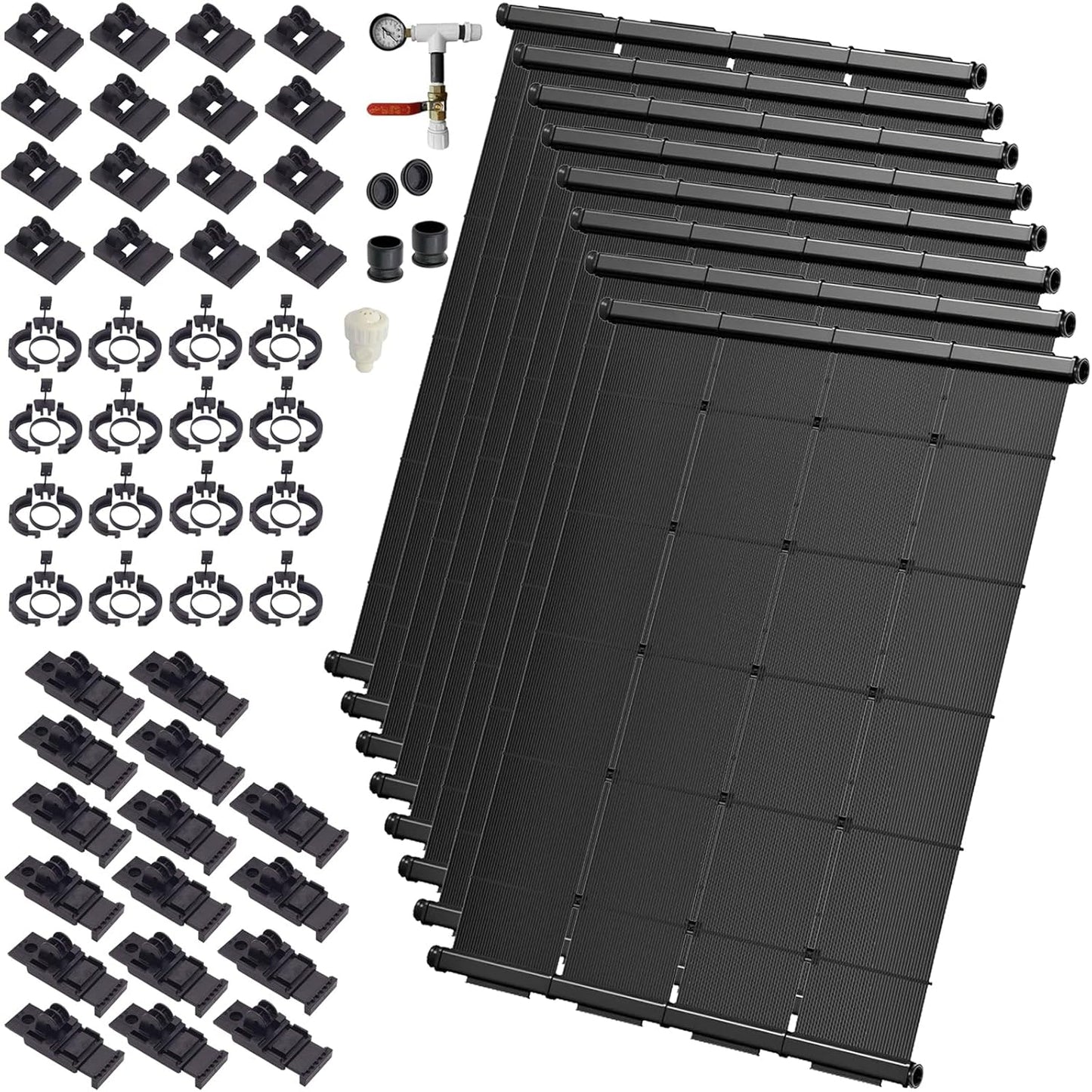 Industrial Grade Solar Pool Heater DIY Kit - Superior High-Wind Strapless Mounting System & Maximum Freeze Resistance (8-4'x7.5' / 240 Square Feet)