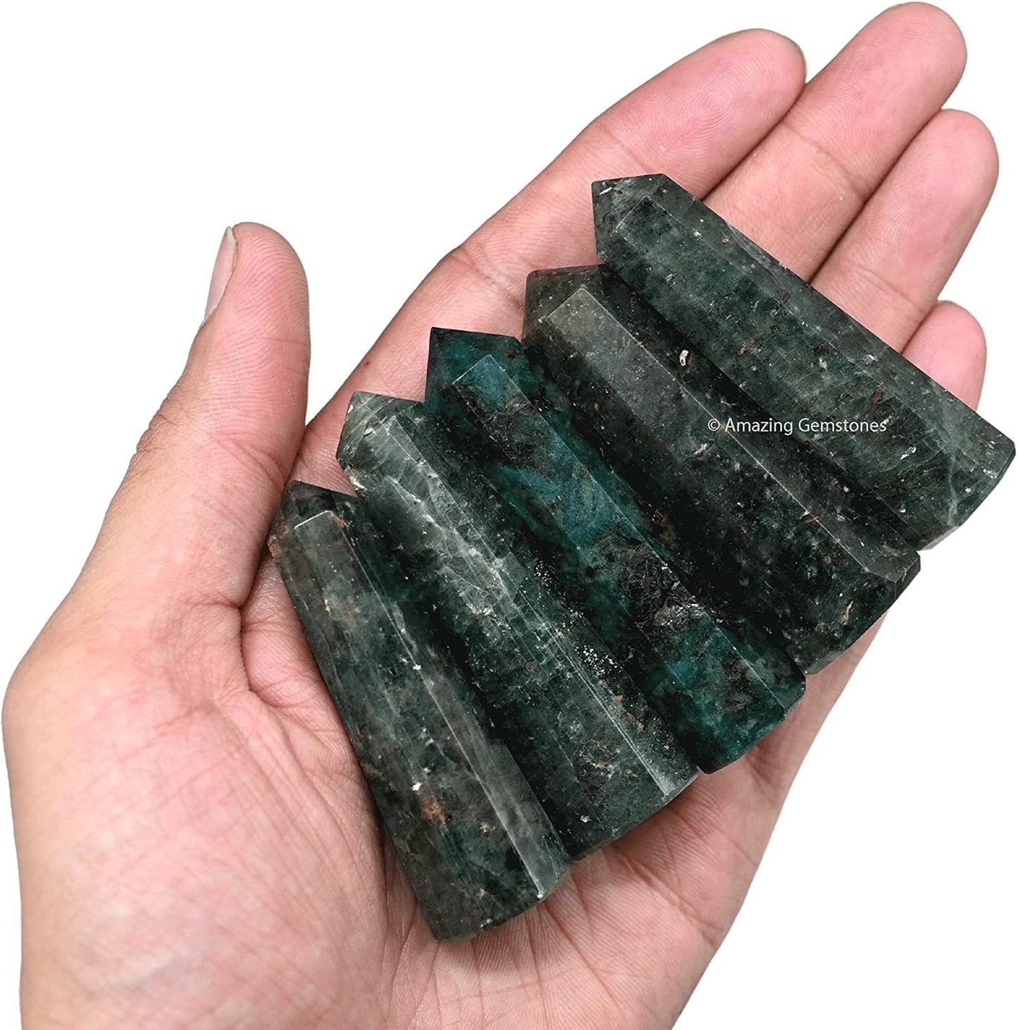 Amazing Gemstone Chrome Diopside Crystal Towers - Natural Healing Crystal Point Obelisk for Reiki Healing and Crystal Grid (3 Inch)