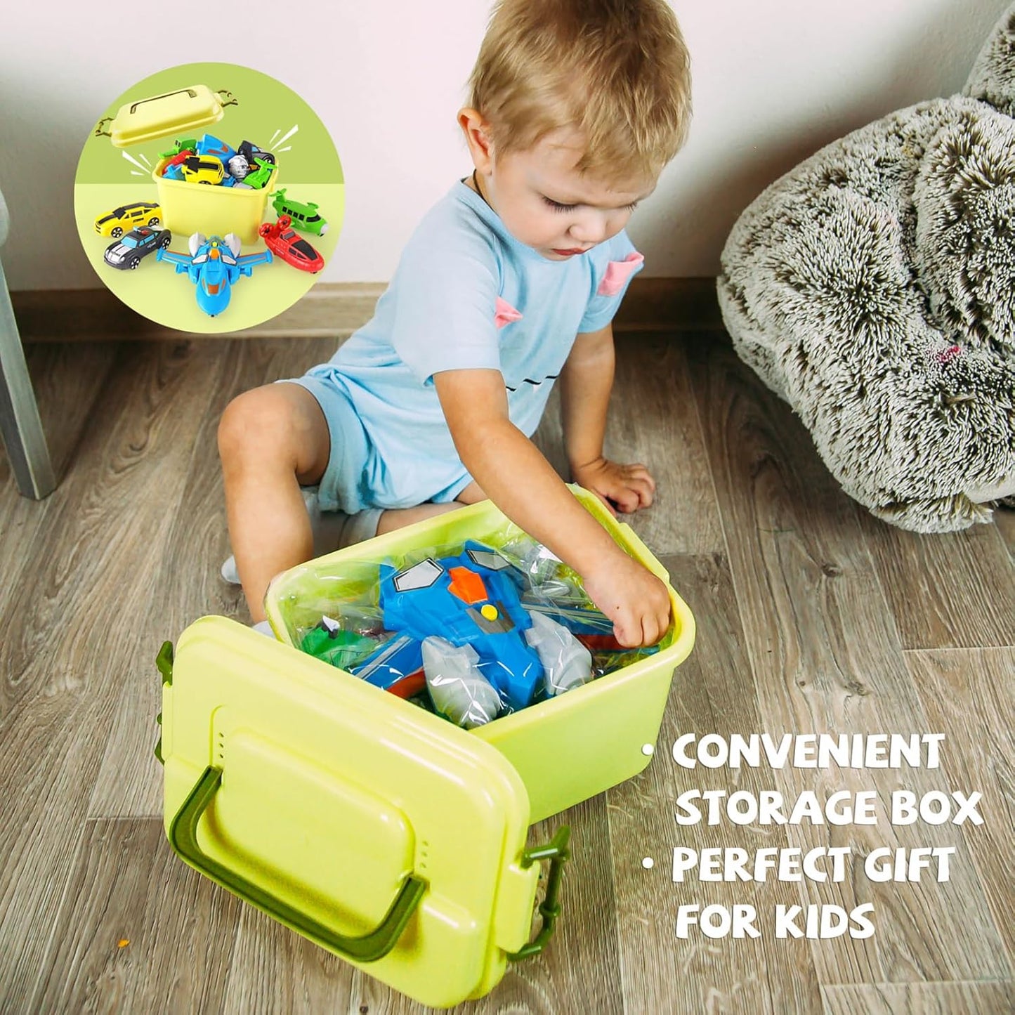 5-in-1 Magnetic Vehicles Playset Toy, Transform to Robot, Mix & Match Assembling Building Action Figures Kit with Storage Box, Holiday Birthday Present for Kids, Boys & Girls 3 4 5 6 7 Year