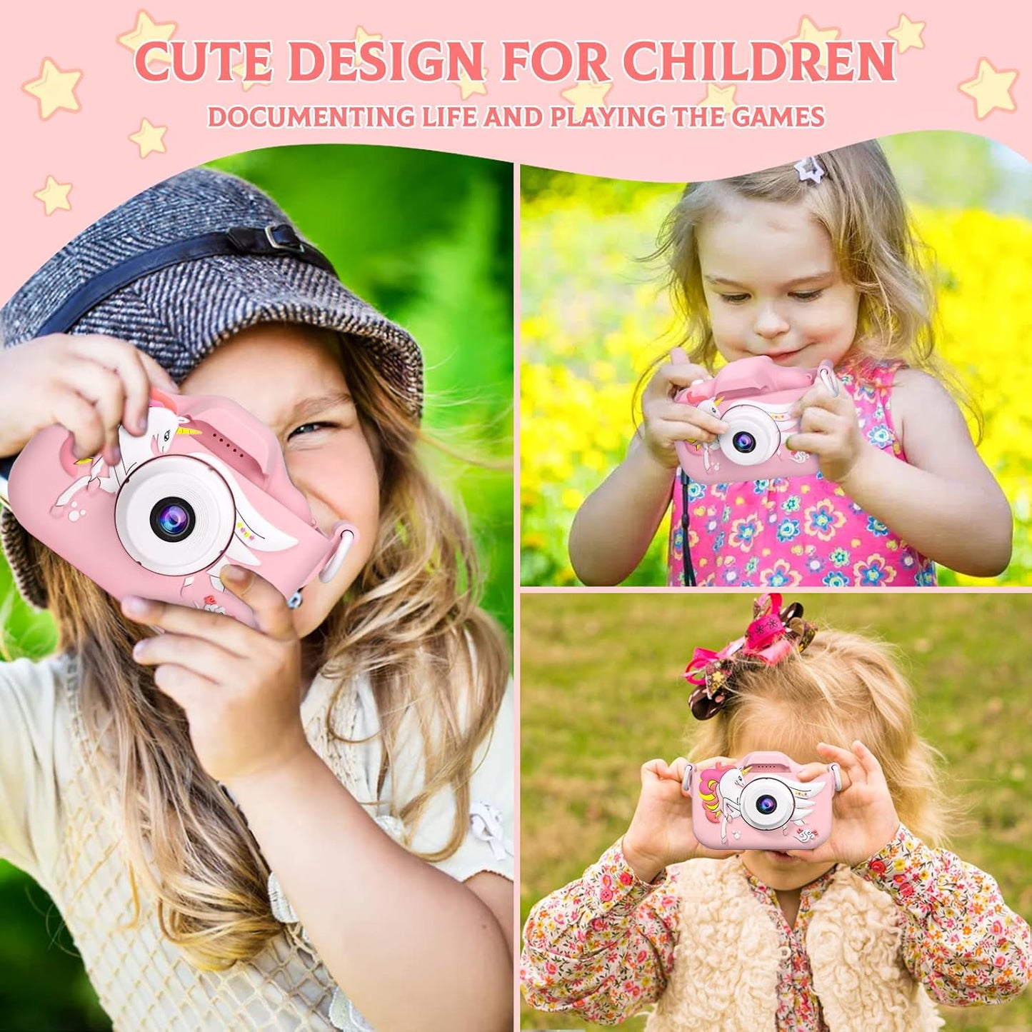 Kids Camera Toys for 3 4 5 6 7 8 9 10 11 12 Years Old Boys/Girls, Kids Digital Camera for Toddler with Video, Birthday Festival for Kids, Selfie Camera for Child, 32GB TF Card