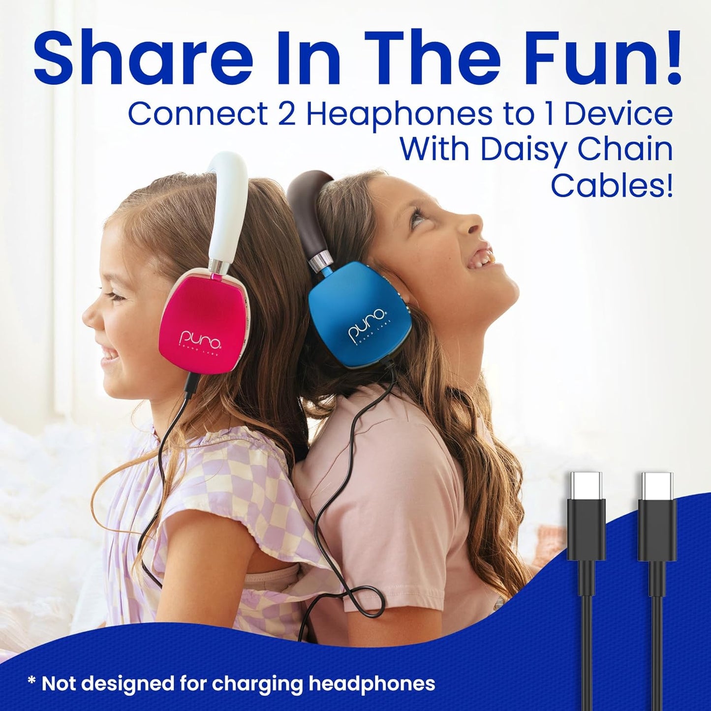 Puro Sound Labs PuroQuiet Plus Noise Cancelling Headphones for Kids, Bluetooth Kids On Ear Headphones with Mic, Lightweight On-Ear Design, Studio-Grade Sound (Blue)