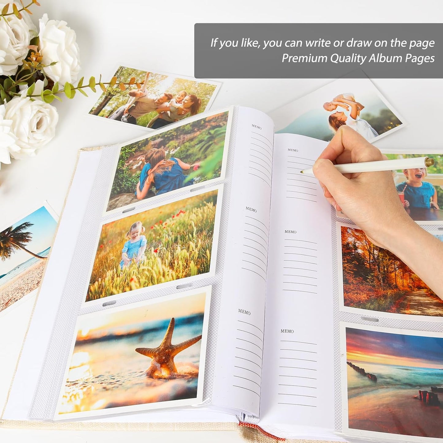 RECUTMS 4x6 Photo Album Photo Book Pack of 50 Sheets Holds 300 Photos,Leather Cover Picture Album with Front Window for Memories Couple Valentines Baby Wedding Family (Pink)