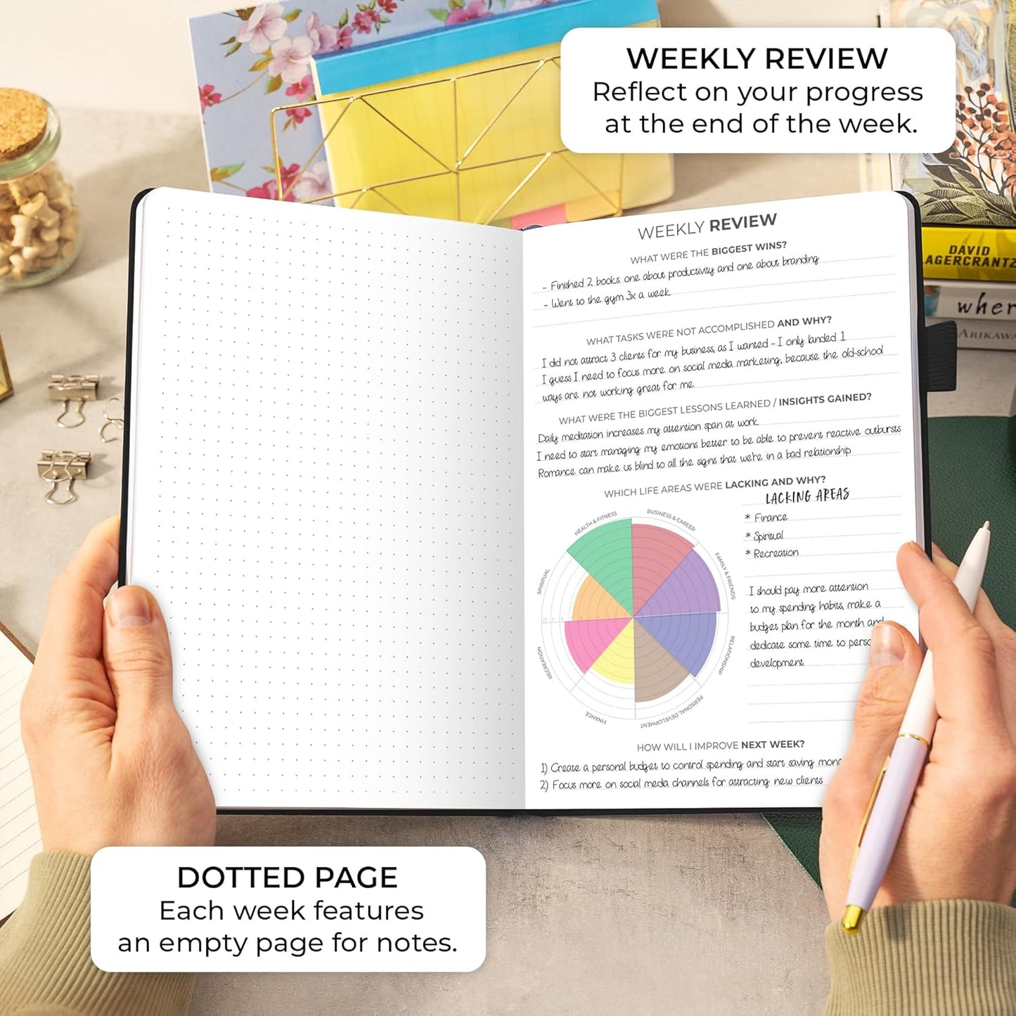 Clever Fox Planner Daily Premium – Undated Daily Planner with Hourly Schedule, Personal Organizer, Productivity Journal, 6 Months (Black)