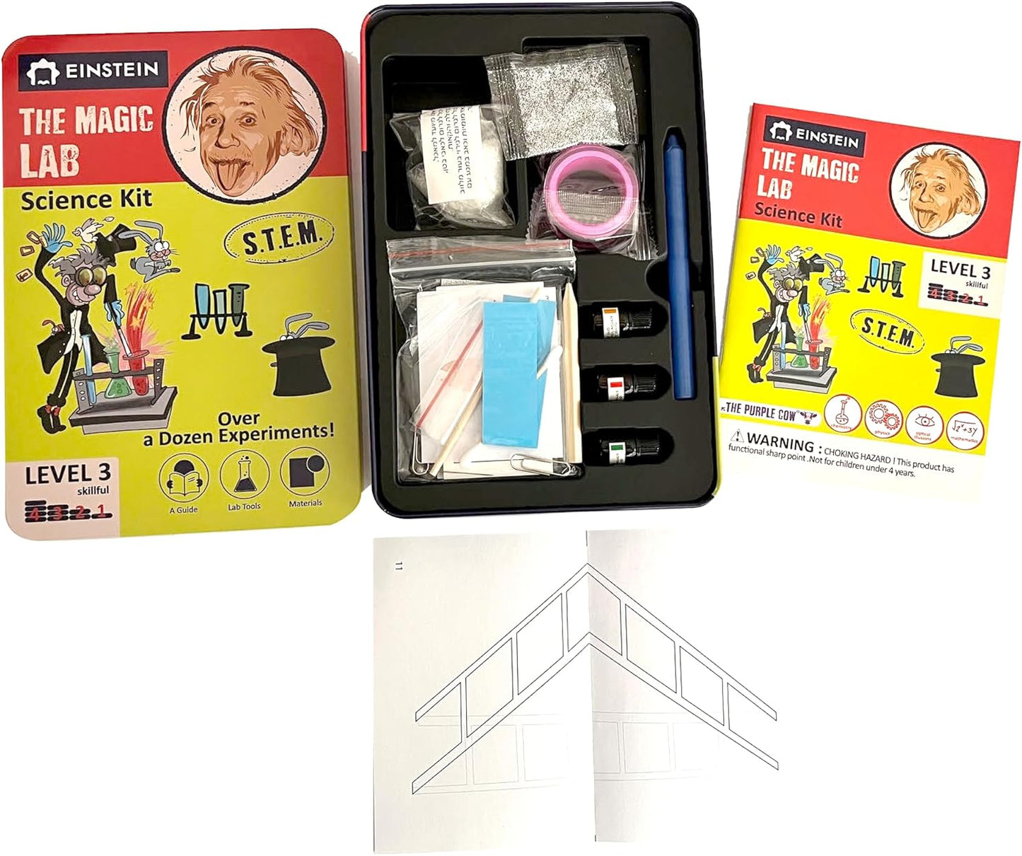 Einstein’s Magic Lab Science Kit for Kids. STEM for Boys & Girls Aged 8 and Above. 12 Exciting Experiments Inside. Detailed Picture Guide Included.