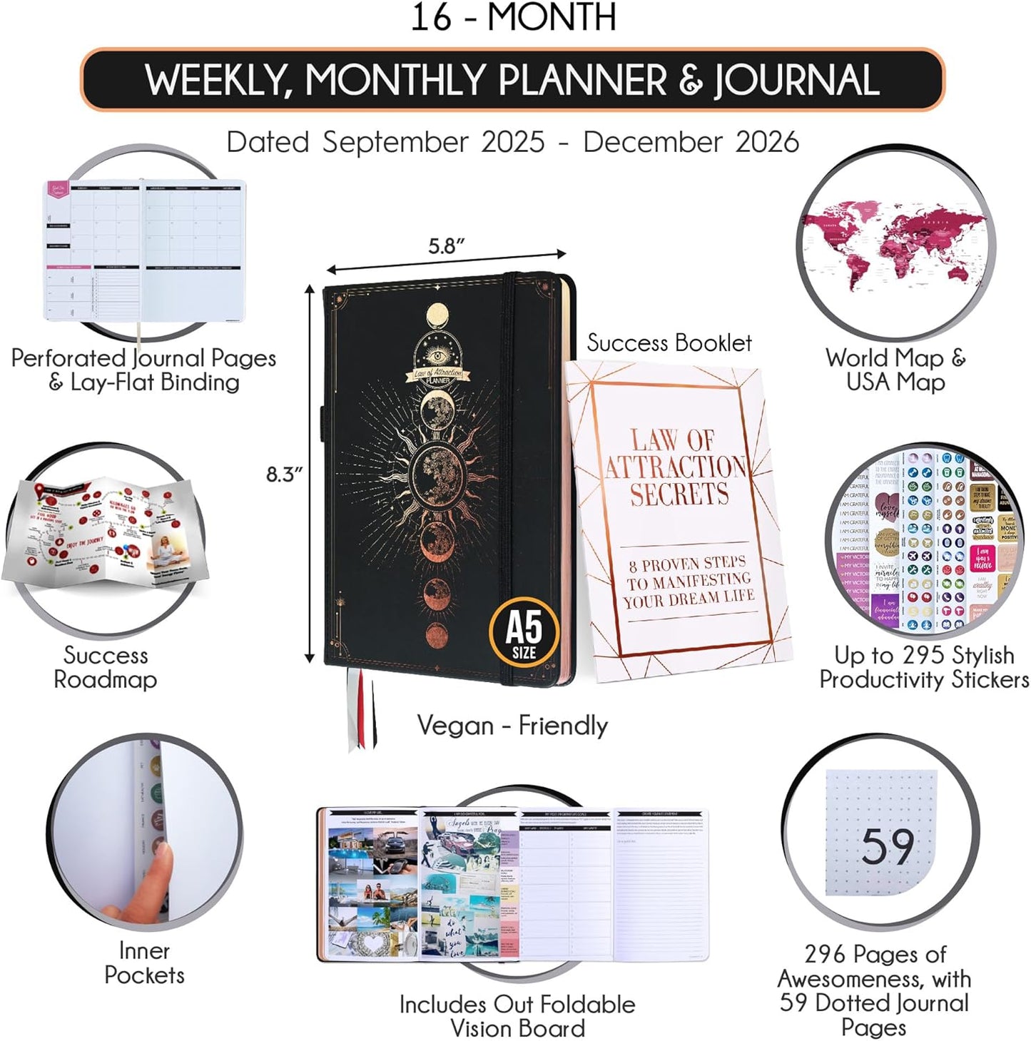 2025-2026 Planner Weekly and Monthly | 16-Month Life Planner to Increase Focus & Productivity | Reduce Overwhelm & Achieve Your Biggest Goals | Include Gift Box & Stickers | Sep 2025-Dec 2026