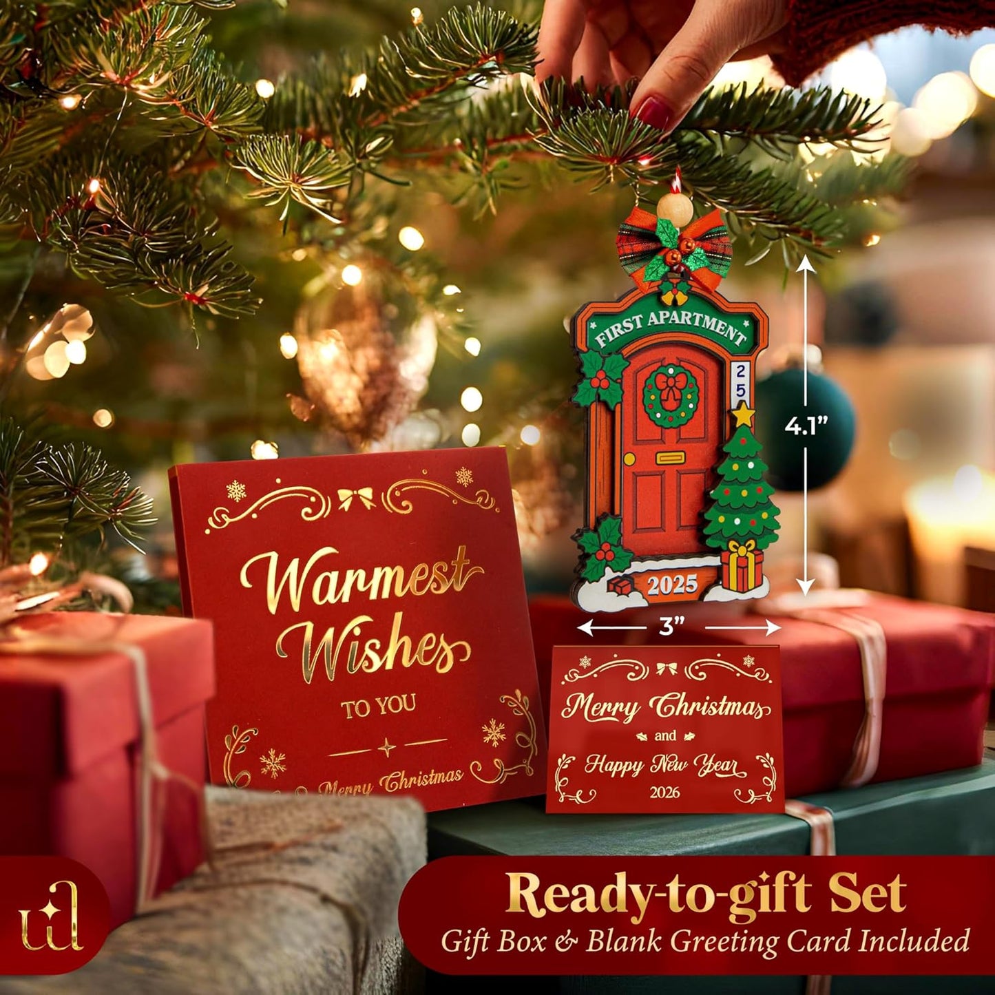 My First Apartment Christmas Ornament 2025 - First Year in New Apartment Ornament 2025, Door Ornaments for Christmas Tree Decorations, Unique Keepsake Gifts First Apartments Essentials