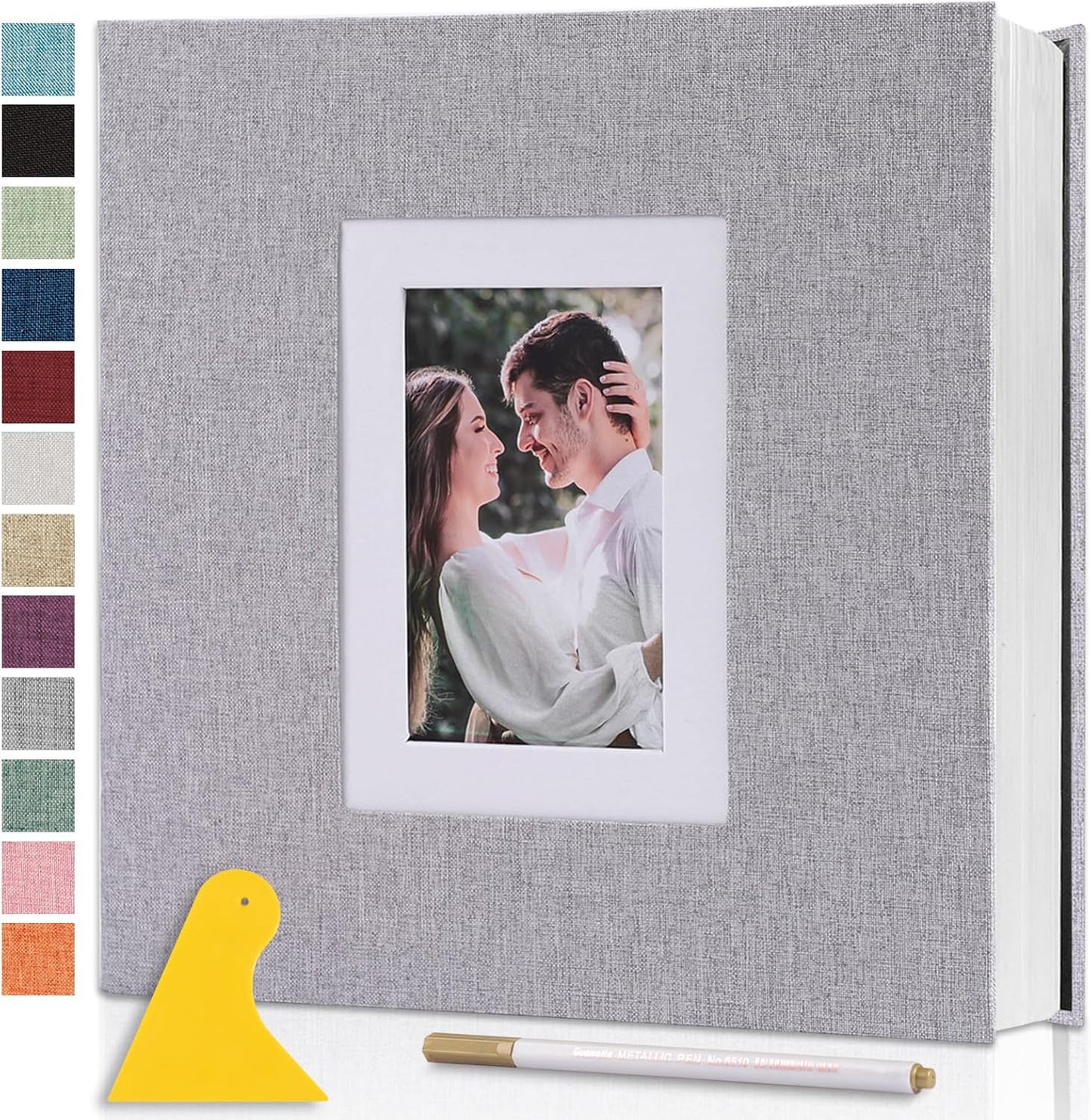 Photo Album Self Adhesive Pages Scrapbook Large Magnetic Photo Albums with Sticky Pages Scrapbooks for Wedding Baby for 4x6 5x7 8x10 Picture Photo Books 13.2x12.8 Grey 60 Pages